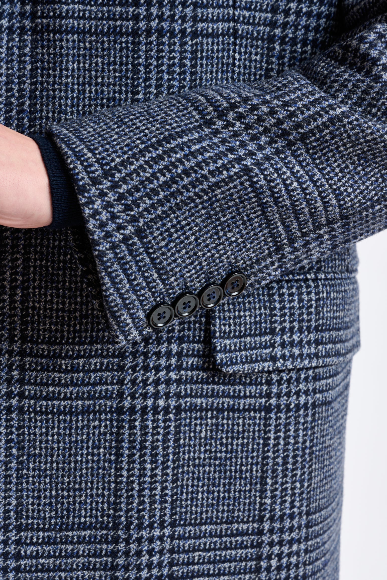 Blue Check Wool Lincoln Overcoat Zeus — detail 7