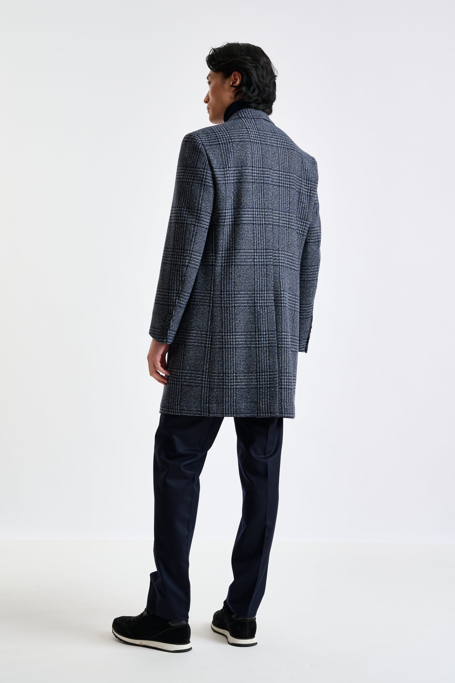 Blue Check Wool Lincoln Overcoat Zeus — detail 5