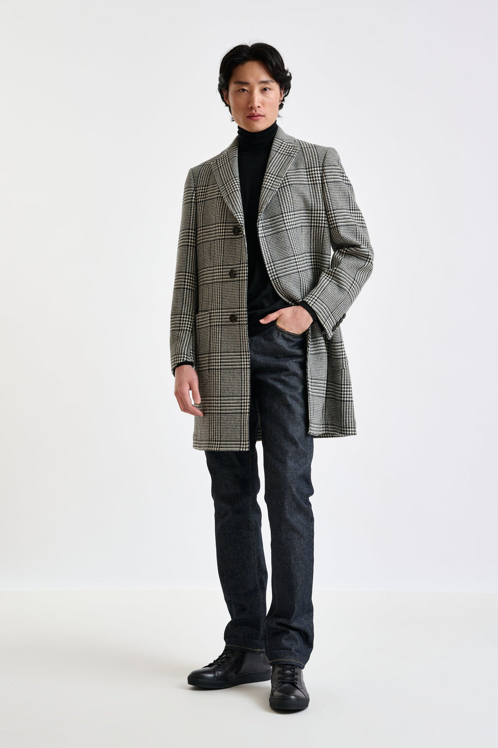 Black Wool & Cashmere Durham Overcoat Zeus — detail 1