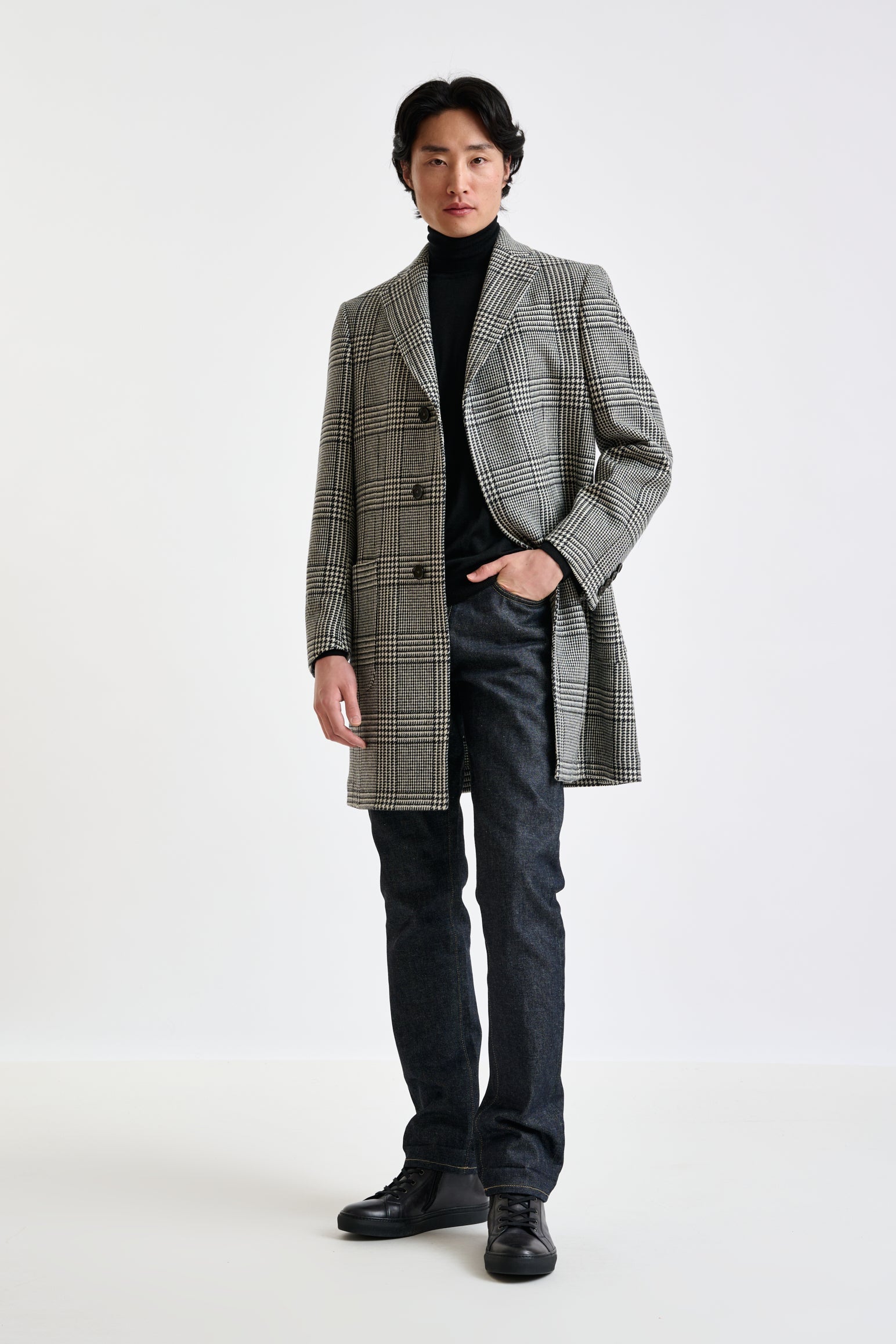 Black Wool & Cashmere Durham Overcoat Zeus — detail 1