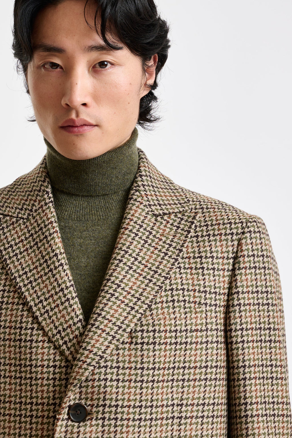 Brown Check Wool Tailored Overcoat — detail 3