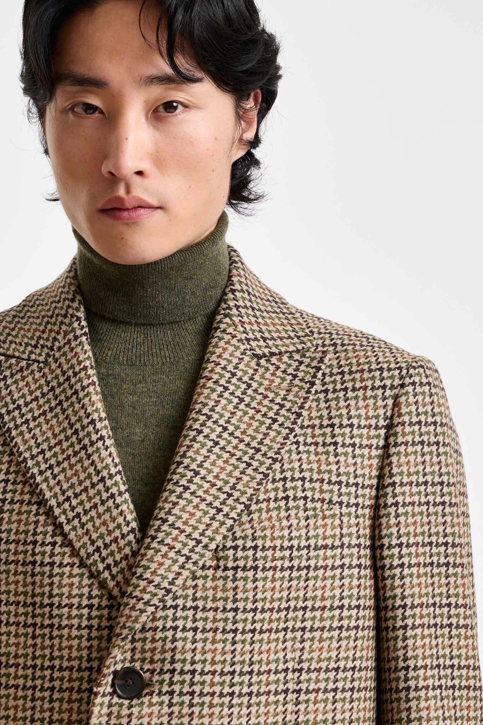 Brown Check Wool Tailored Overcoat — detail 3