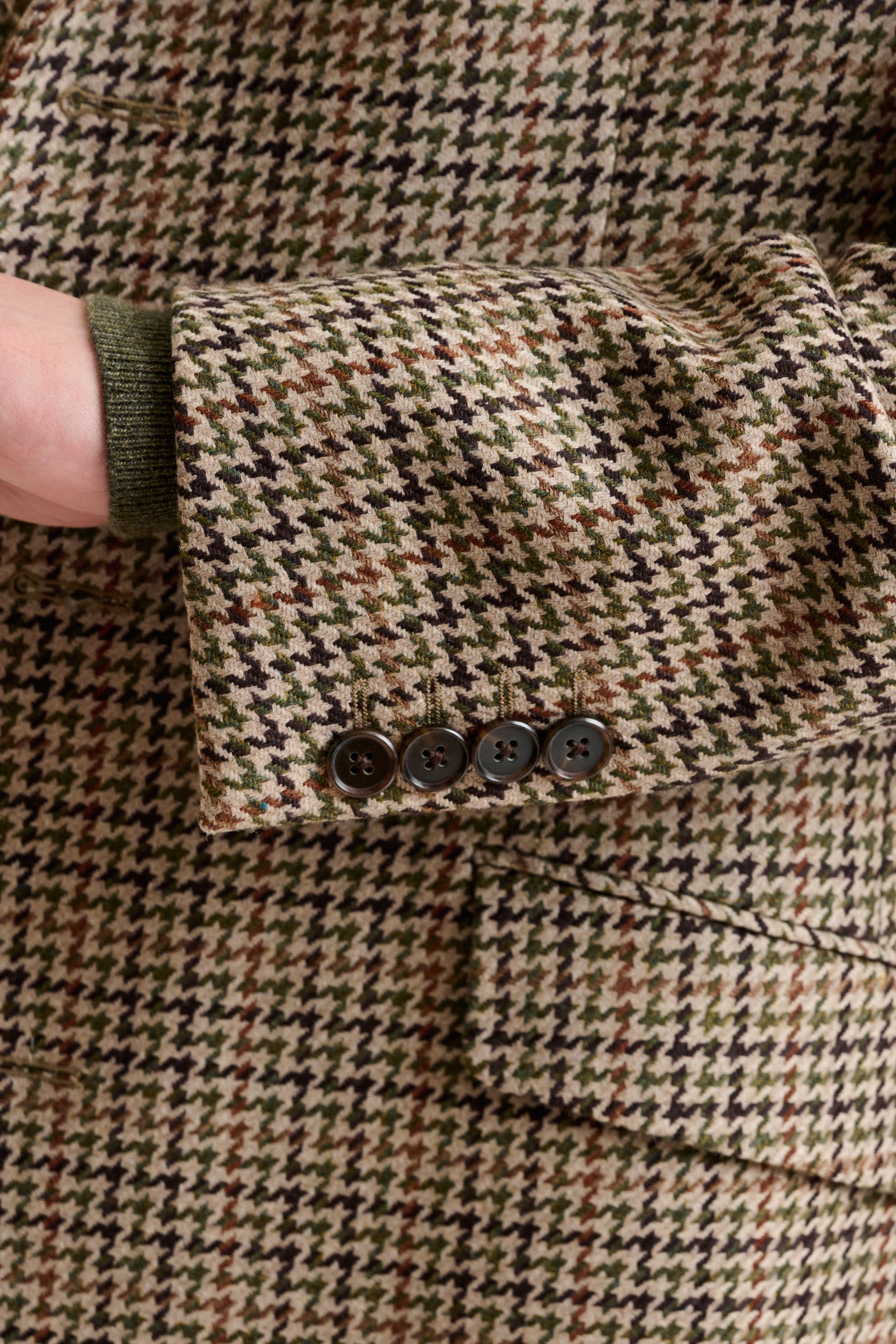 Brown Check Wool Tailored Overcoat — detail 4