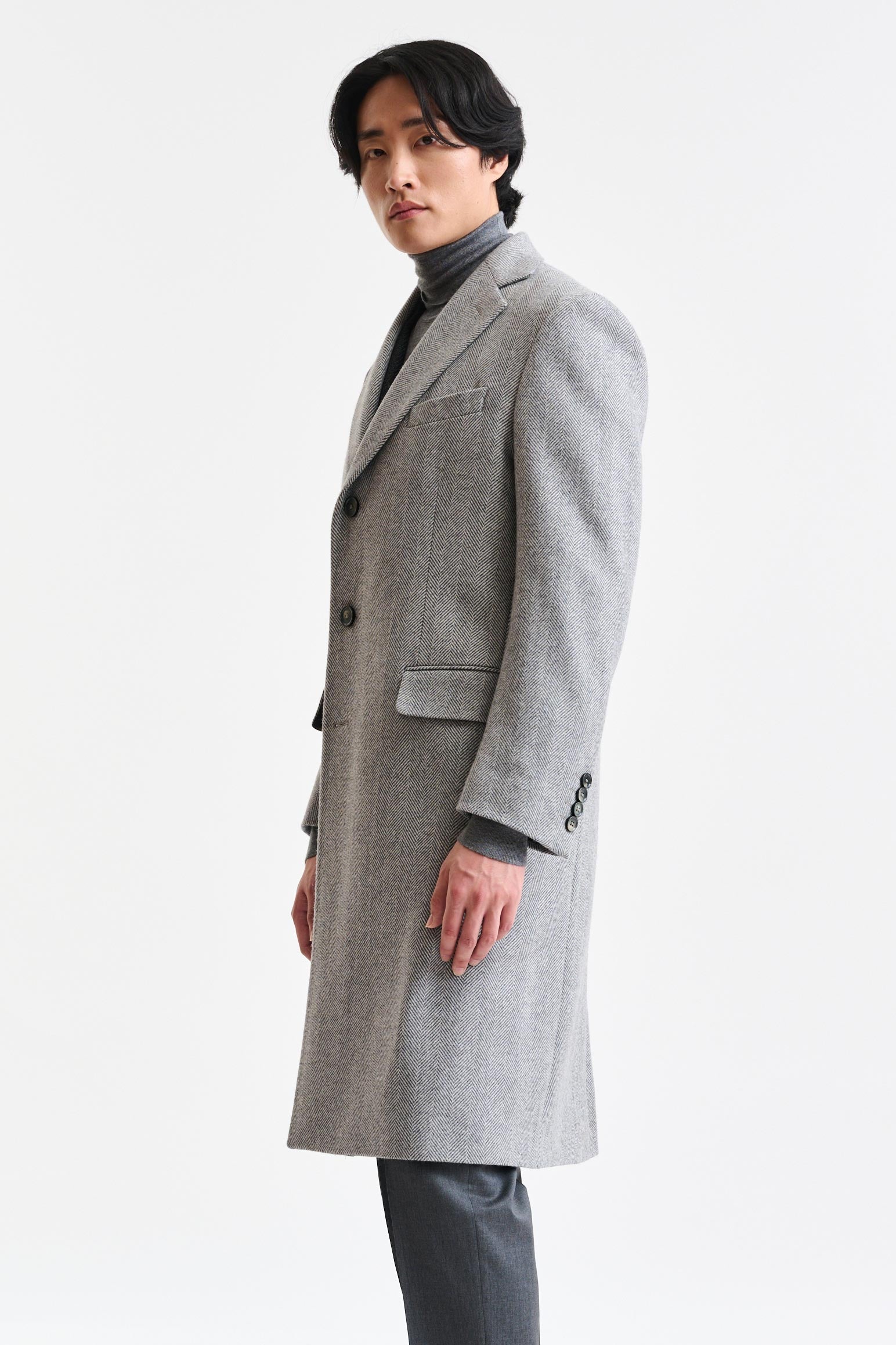 The Light Grey 100% Wool Lincoln Overcoat Zeus — detail 3