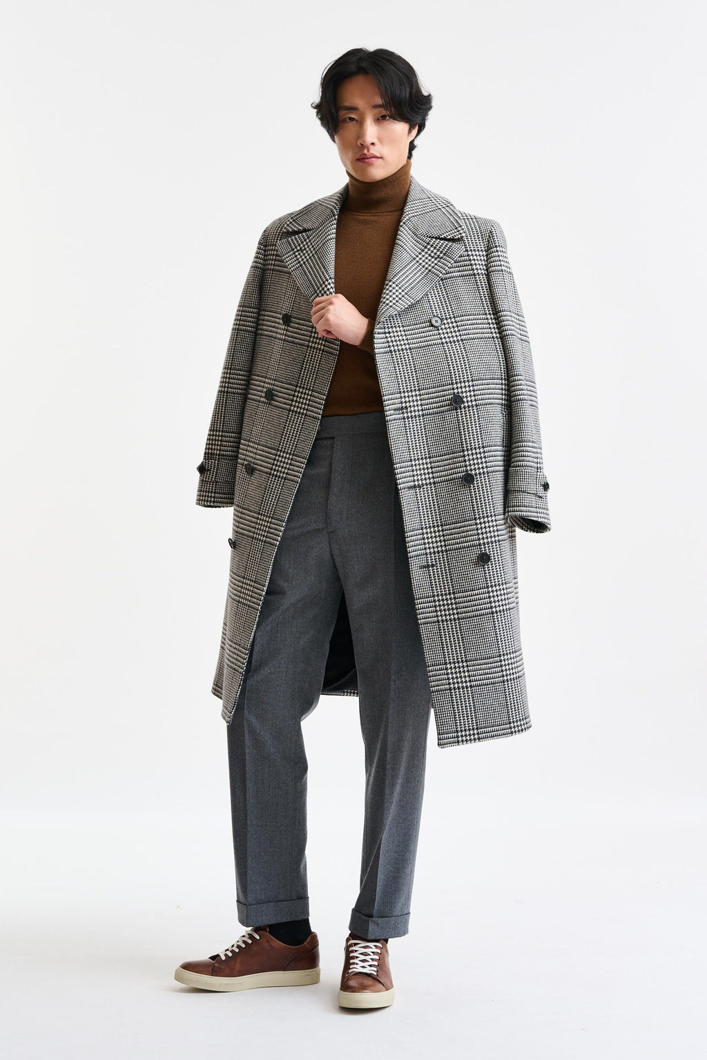 Black & White Wool & Cashmere Sheffield Overcoat Zeus
