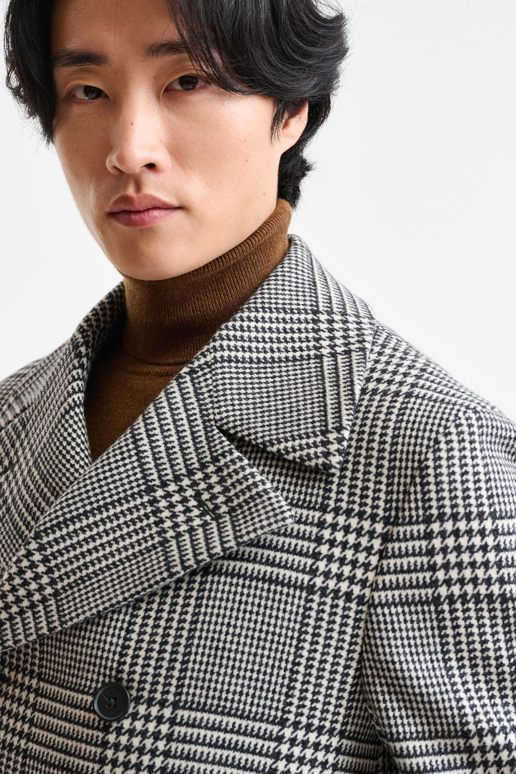 Black & White Wool & Cashmere Sheffield Overcoat Zeus — detail 2