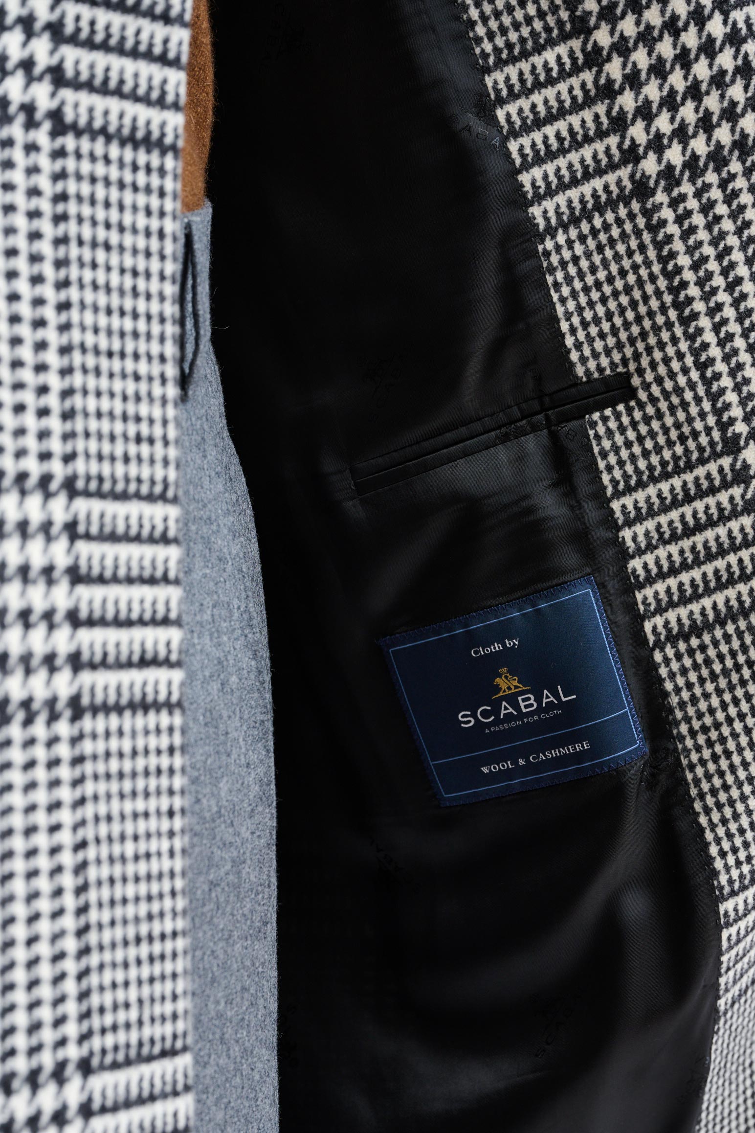 Black & White Wool & Cashmere Sheffield Overcoat Zeus — detail 4