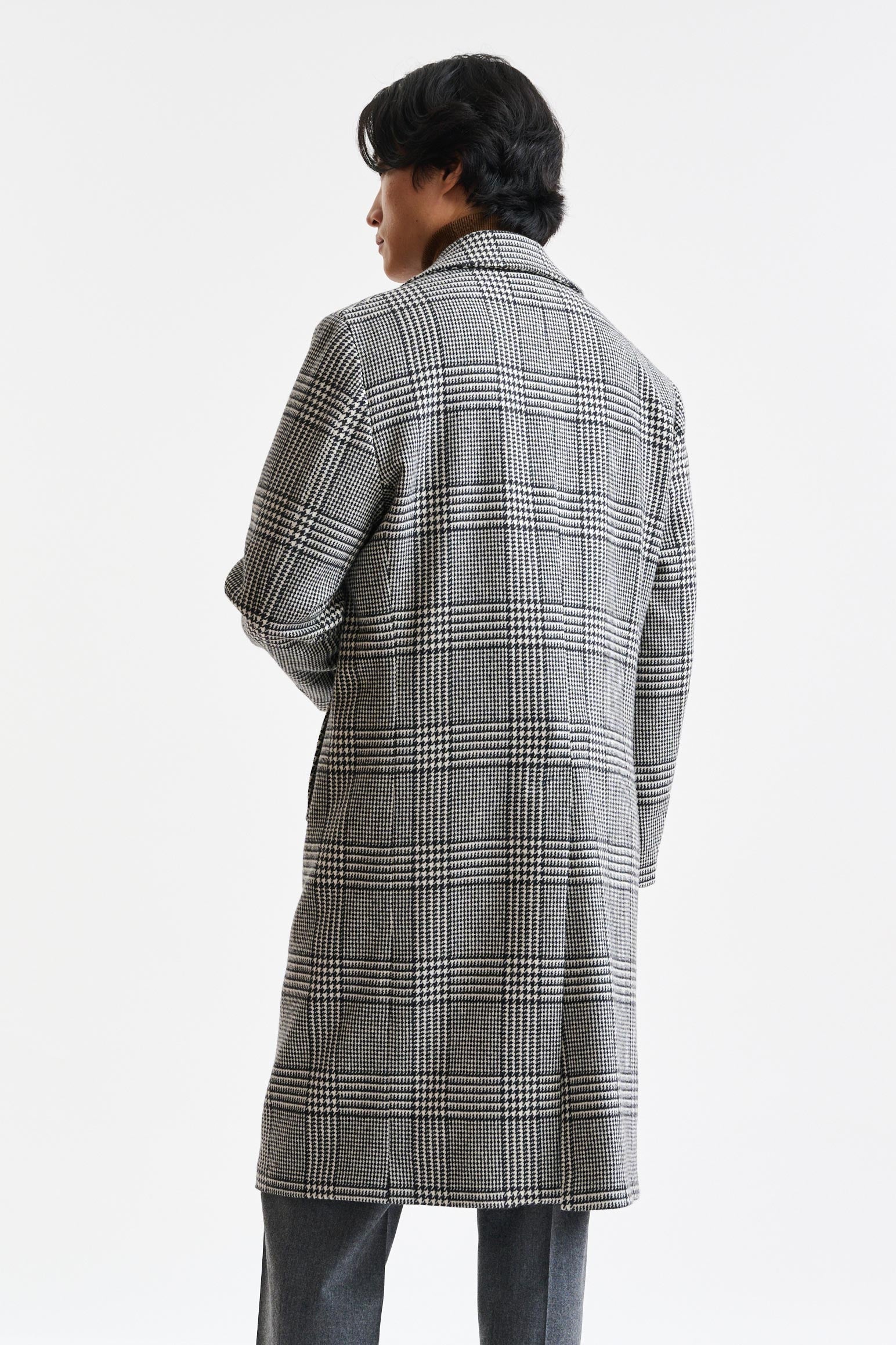 Black & White Wool & Cashmere Sheffield Overcoat Zeus — detail 5