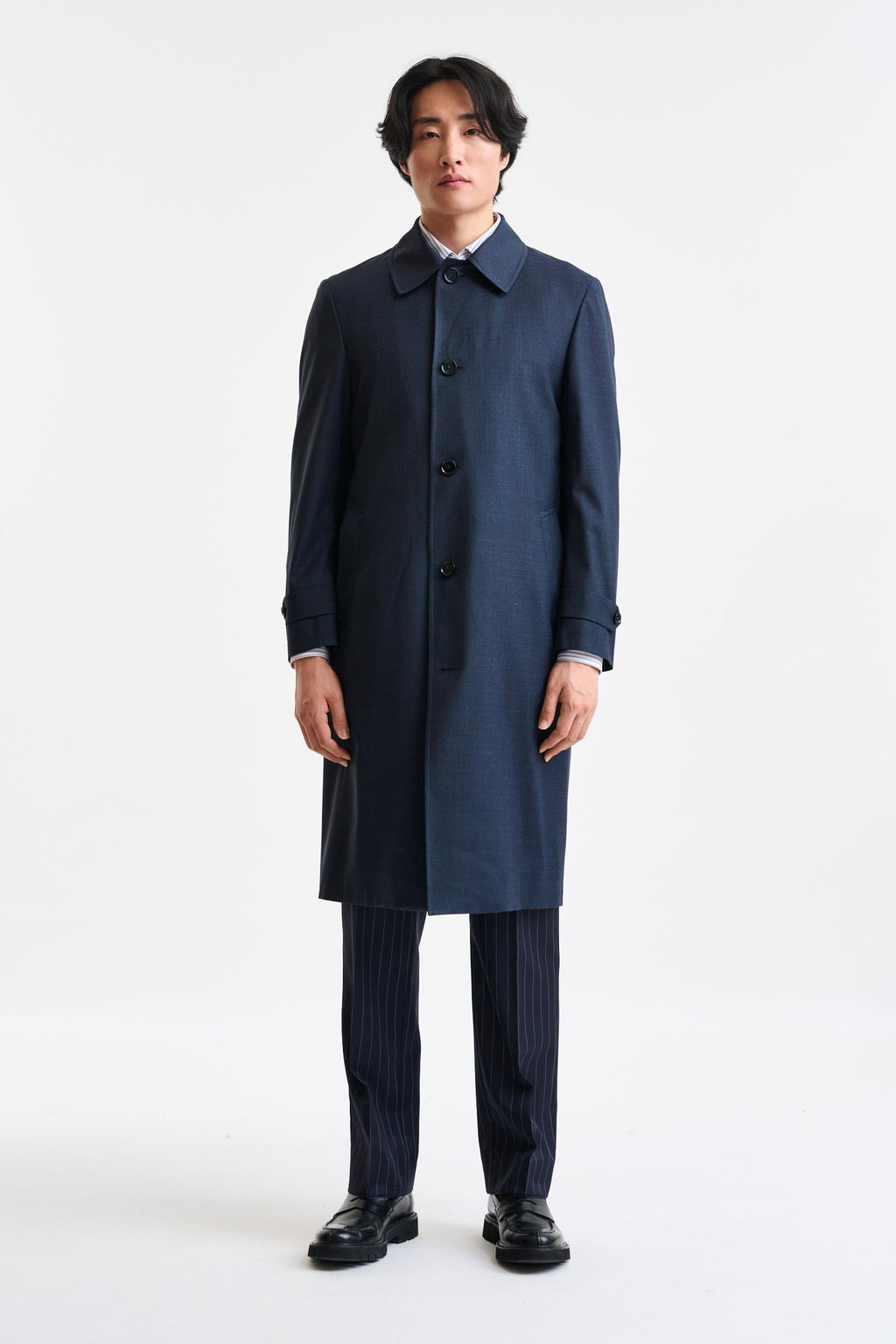 Navy Tech Hybrid Sheffield Overcoat — detail 1
