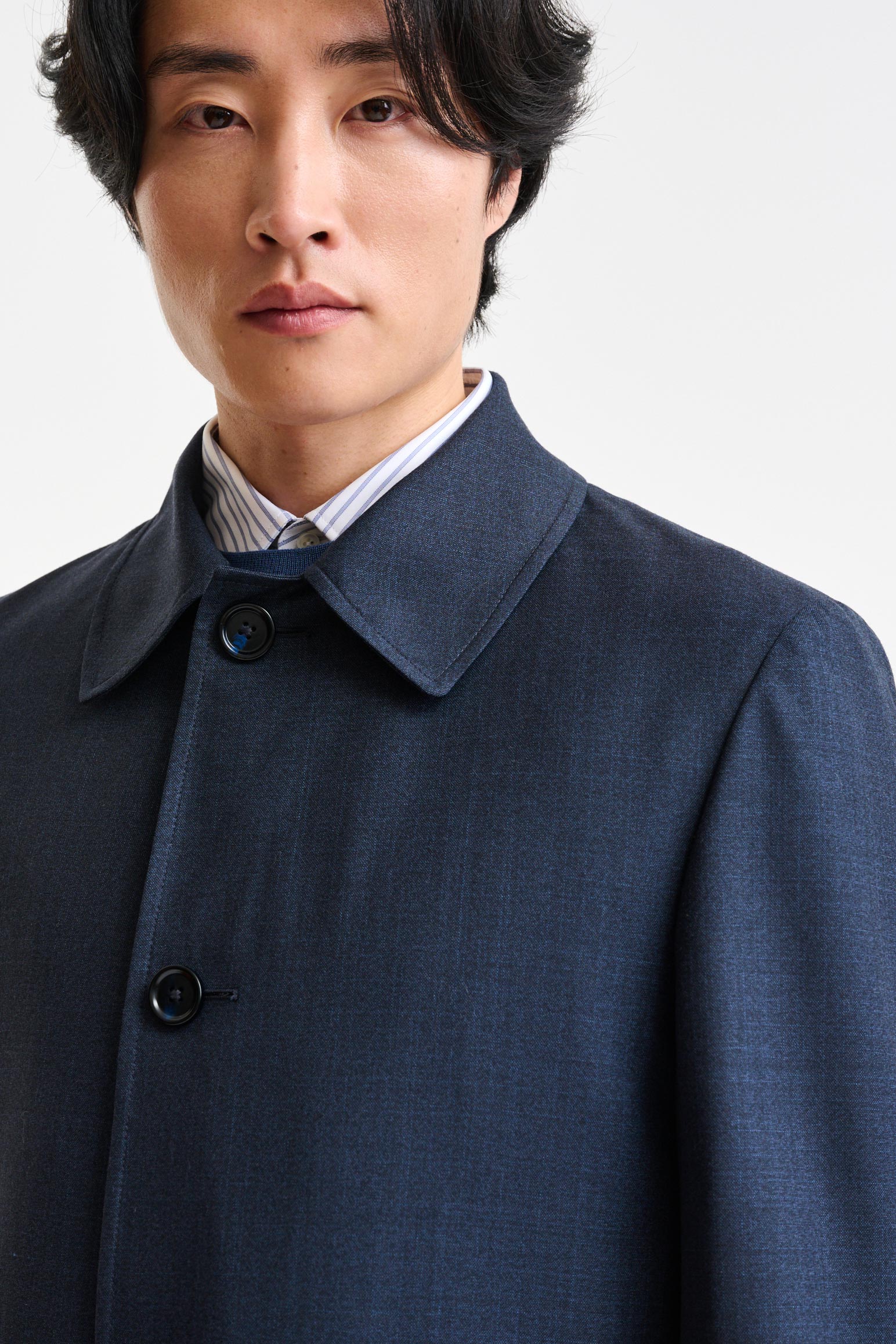 Navy Tech Hybrid Sheffield Overcoat — detail 3