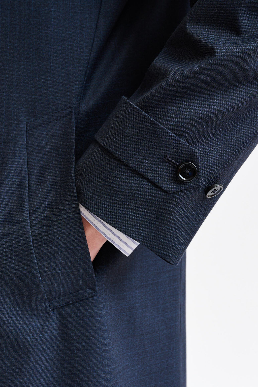 Navy Tech Hybrid Sheffield Overcoat — detail 4
