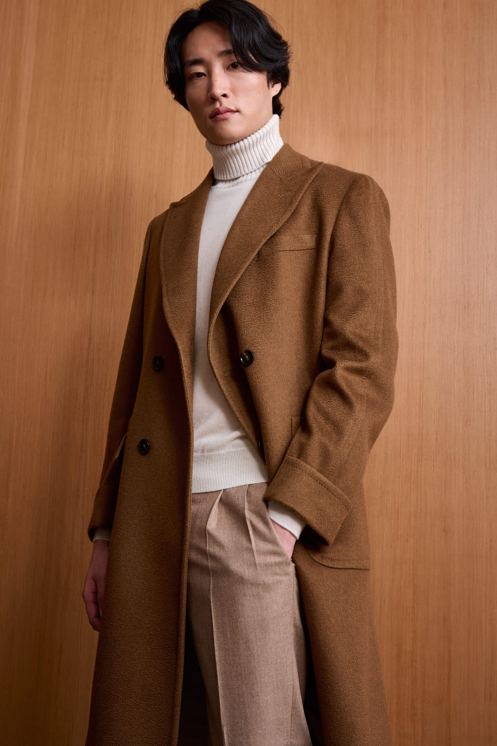 Medium Brown 100% Cashmere Guildford Overcoat Zeus — detail 1
