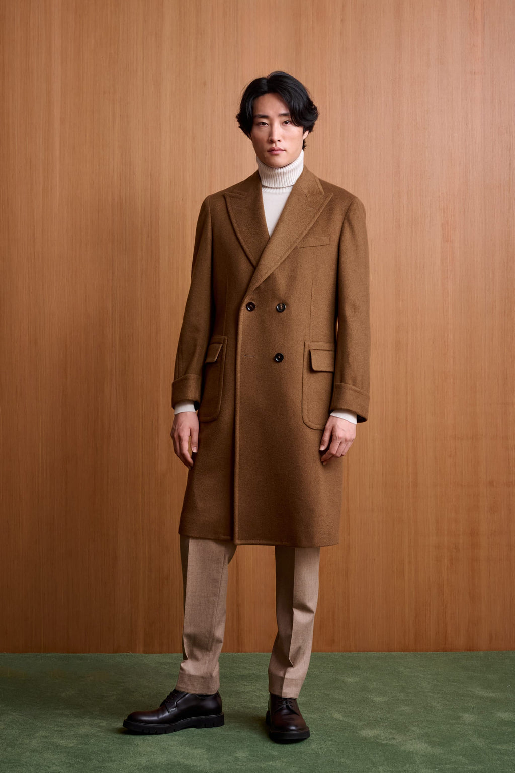 Medium Brown 100% Cashmere Guildford Overcoat Zeus — detail 4