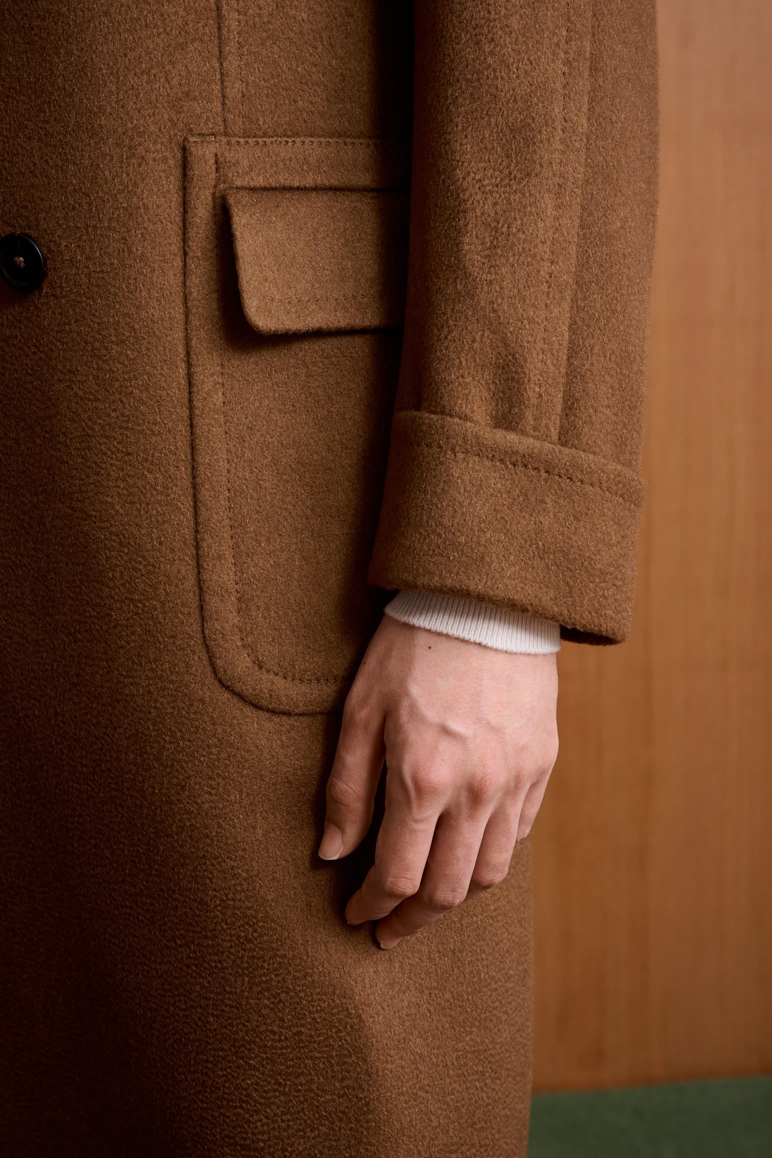 Medium Brown 100% Cashmere Guildford Overcoat Zeus — detail 3