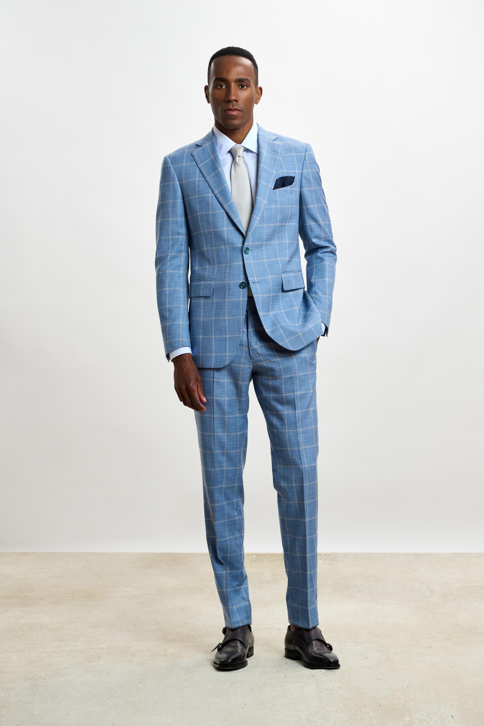 Light Blue Check Soho Suit Sleek — detail 5