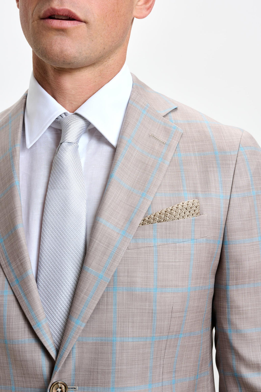 Beige Turquoise Check Kenton Suit Sleek — detail 5