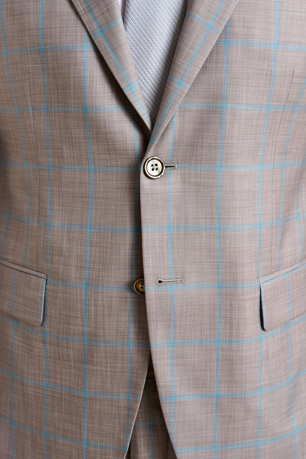 Beige Turquoise Check Kenton Suit Sleek — detail 2