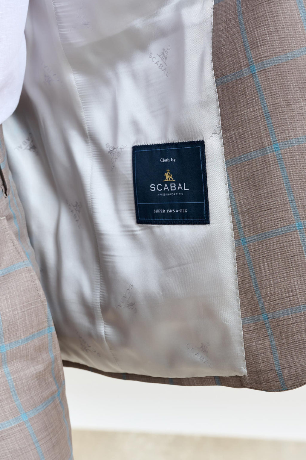 Beige Turquoise Check Kenton Suit Sleek — detail 3