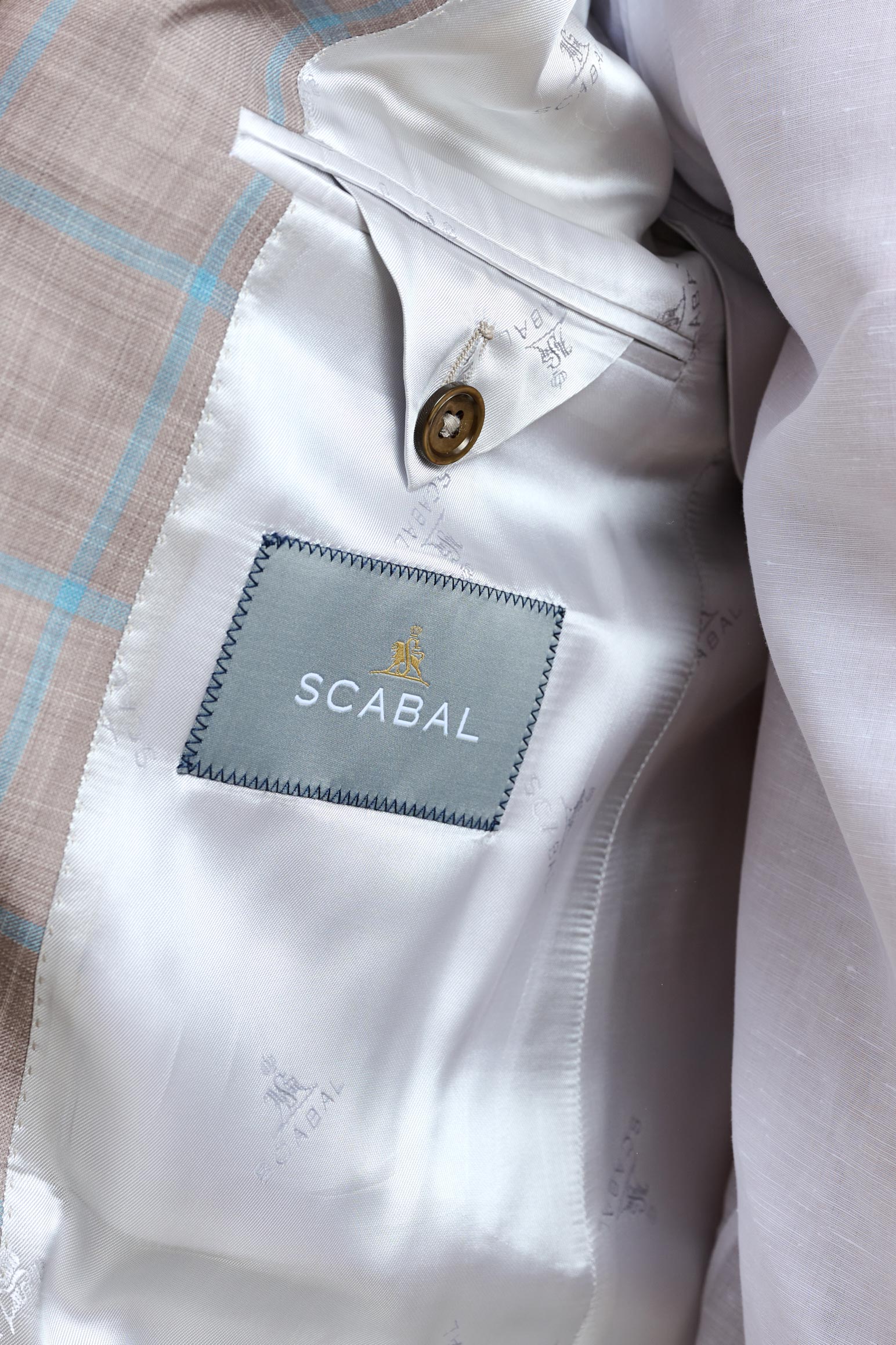 Beige Turquoise Check Kenton Suit Sleek — detail 4