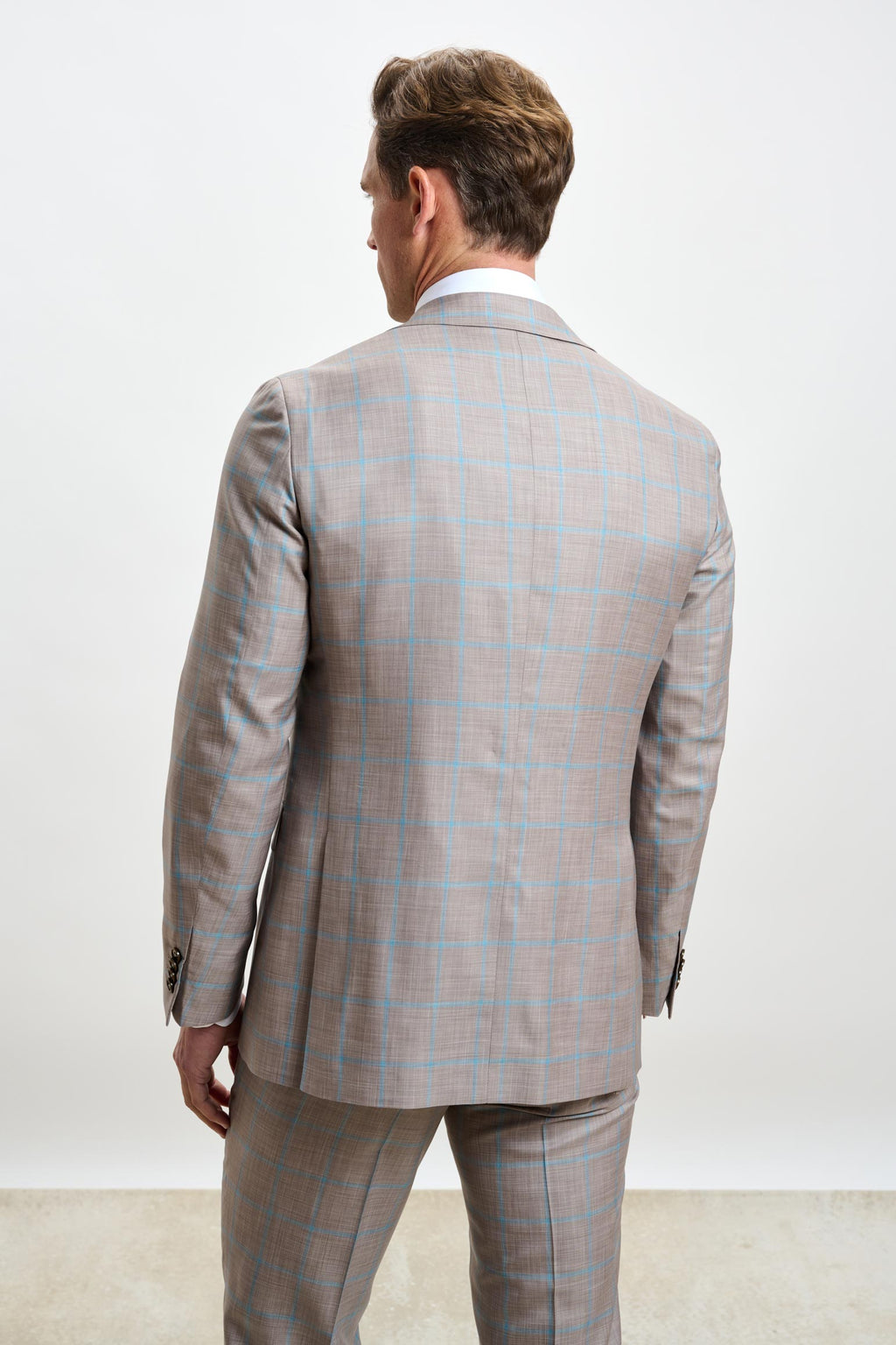 Beige Turquoise Check Kenton Suit Sleek — detail 7
