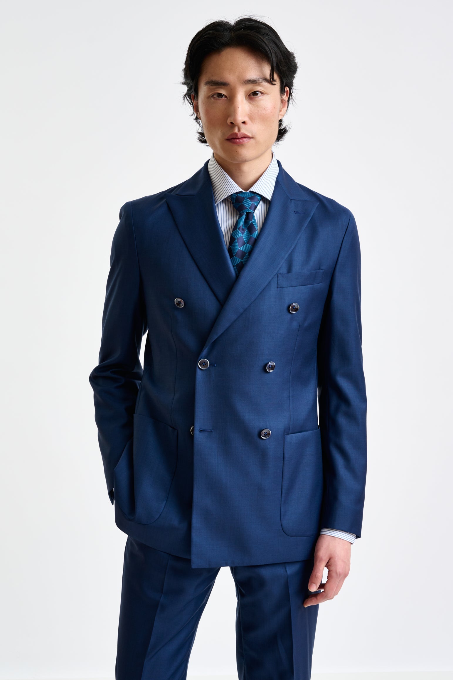 Blue Super 140's Wool & Cashmere Kenton Suit Triumph — detail 5