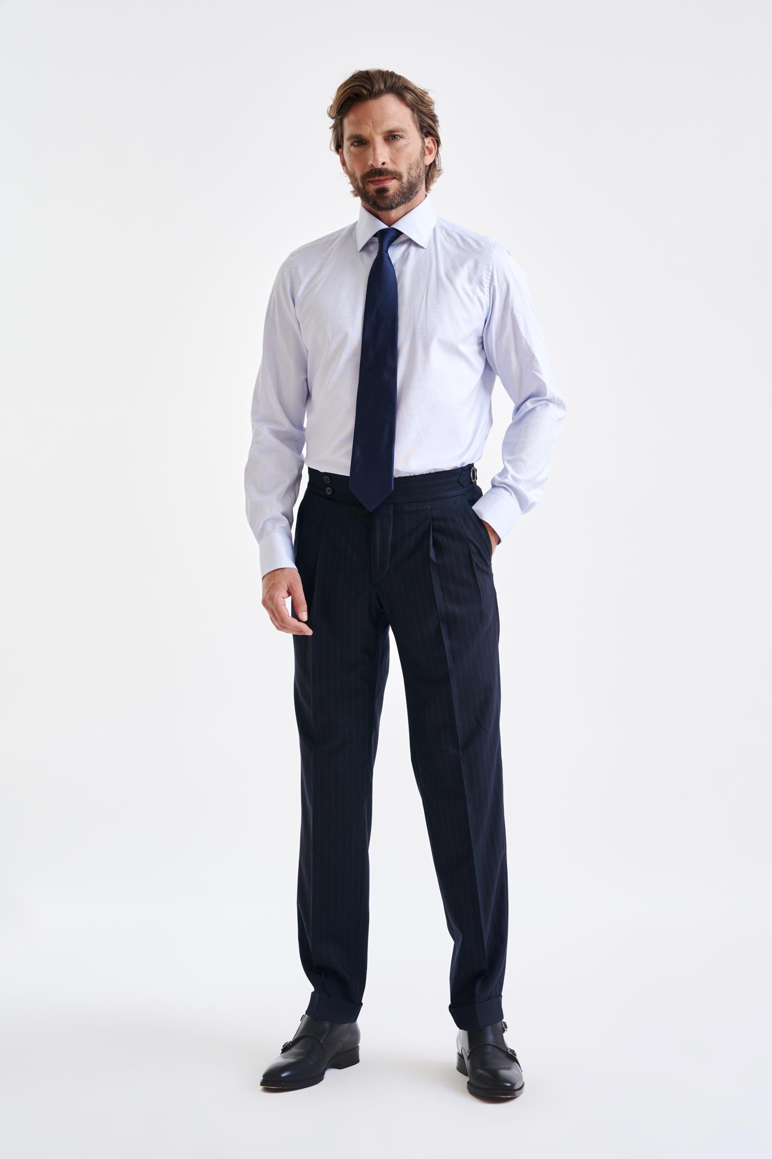 Dark Blue Super 180's Wool Soho Suit Royal Fanfare — detail 6