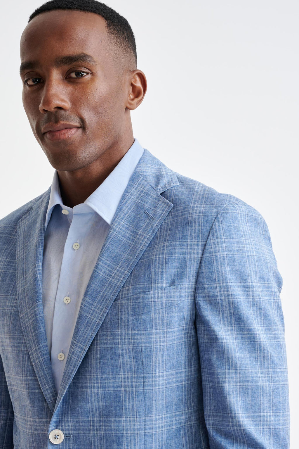 Mid-Blue Wool & Cotton Kenton Suit Lifestyle — detail 6