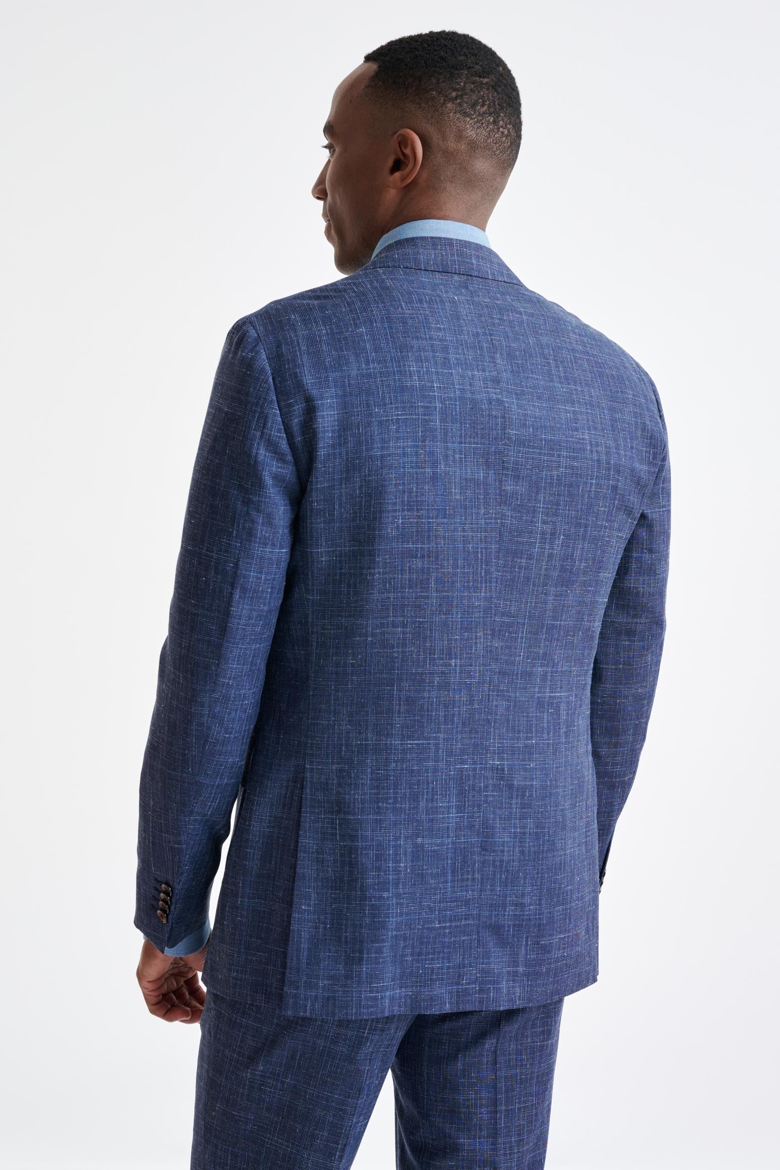 Dark Blue Wool & Silk Kenton Suit Lifestyle — detail 7