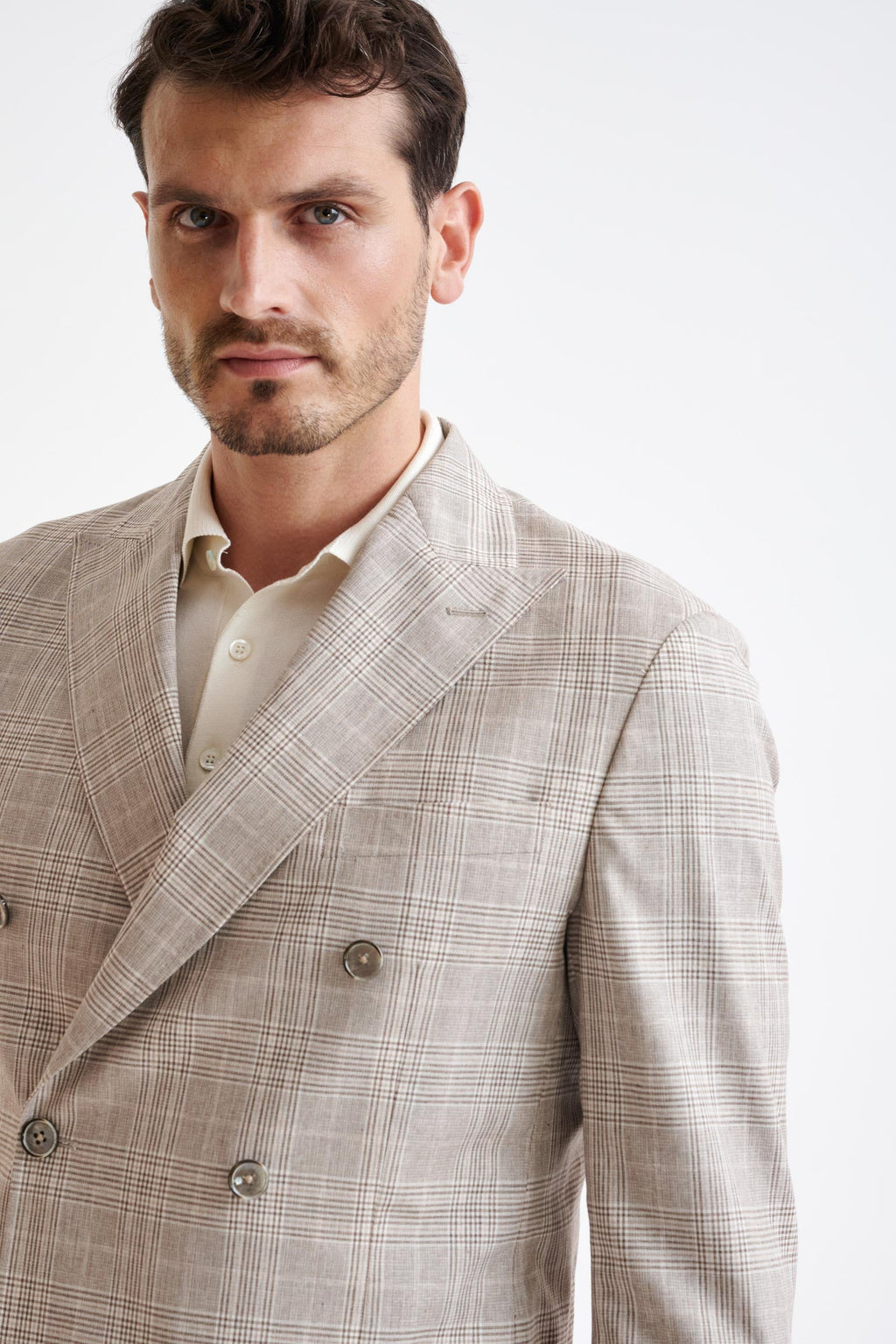 Brown Cream Check Wool & Cotton Kenton Suit Lifestyle — detail 6