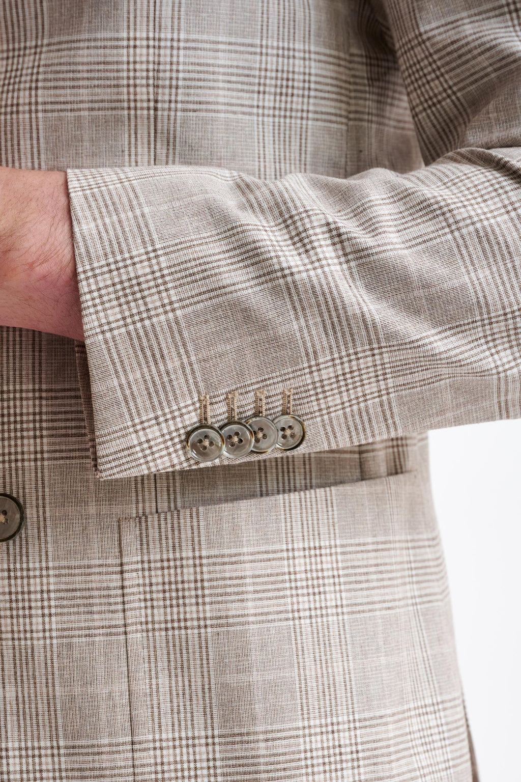 Brown Cream Check Wool & Cotton Kenton Suit Lifestyle — detail 1