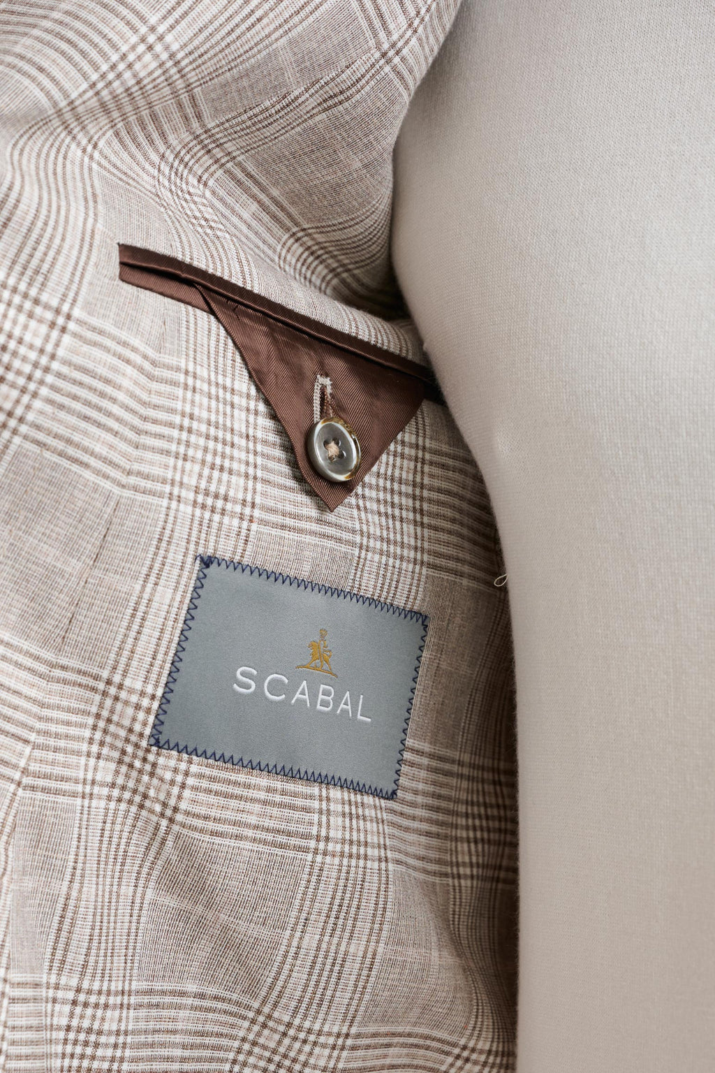 Brown Cream Check Wool & Cotton Kenton Suit Lifestyle — detail 4