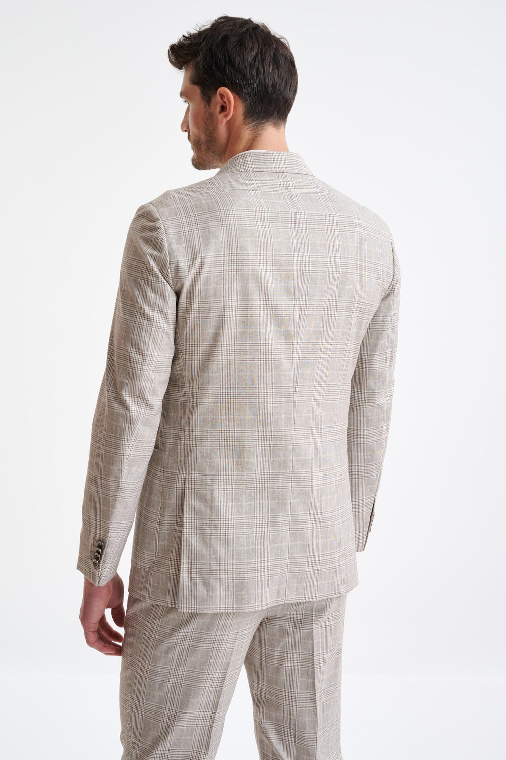 Brown Cream Check Wool & Cotton Kenton Suit Lifestyle — detail 7