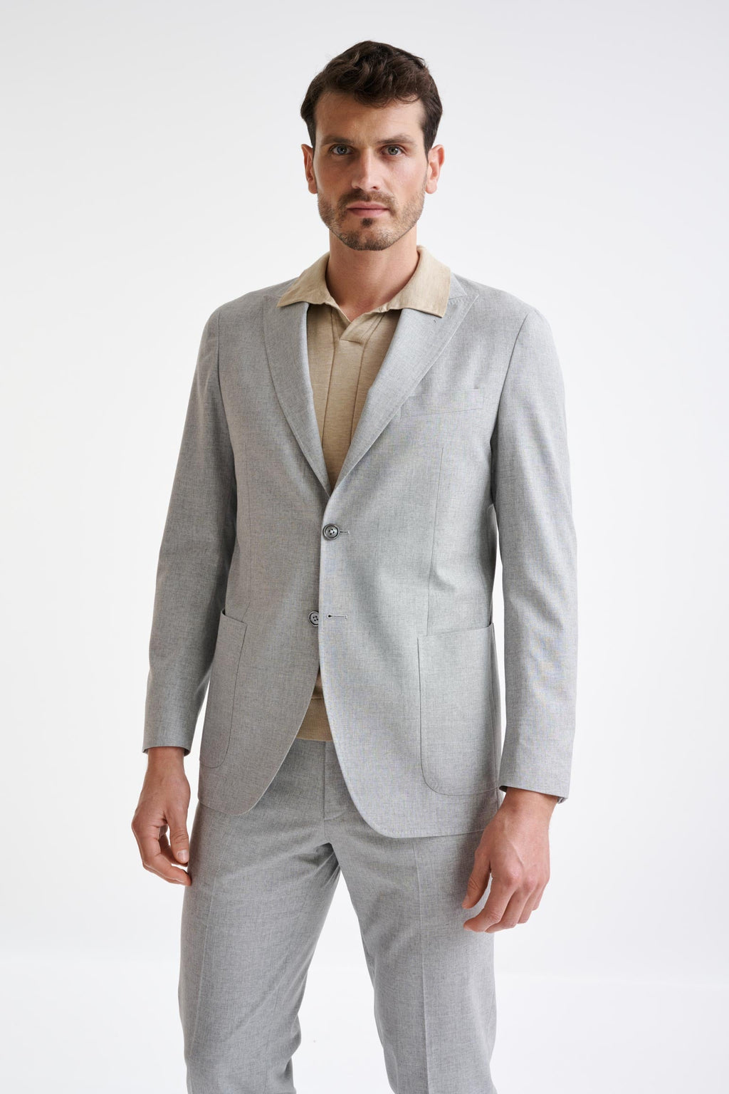 Light Grey Wool & Cotton Kenton Suit Lifestyle — detail 5