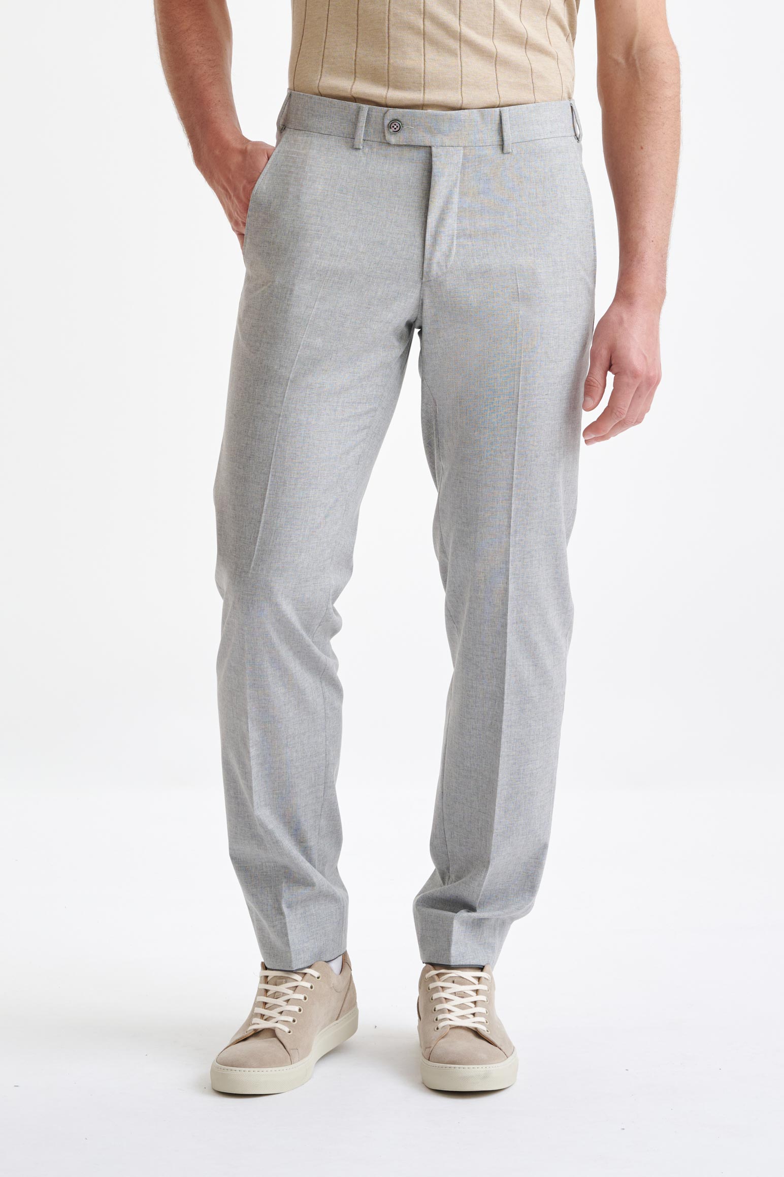 Light Grey Wool & Cotton Kenton Suit Lifestyle — detail 7