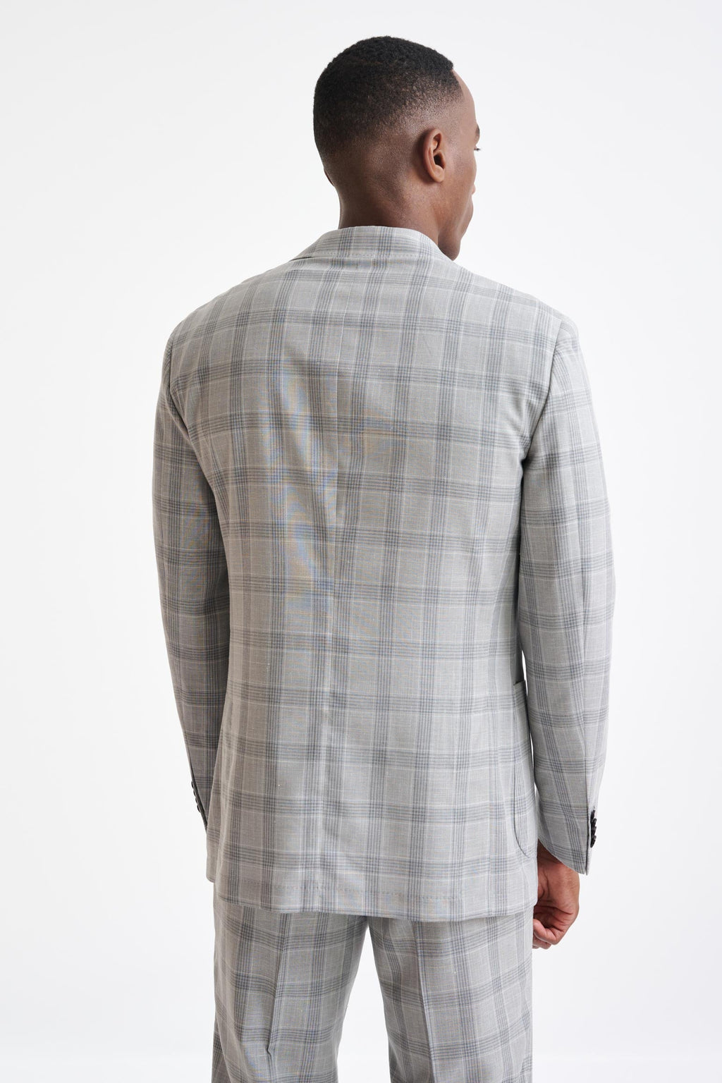 Grey & White Check Wool & Silk Kenton Suit Lifestyle — detail 6