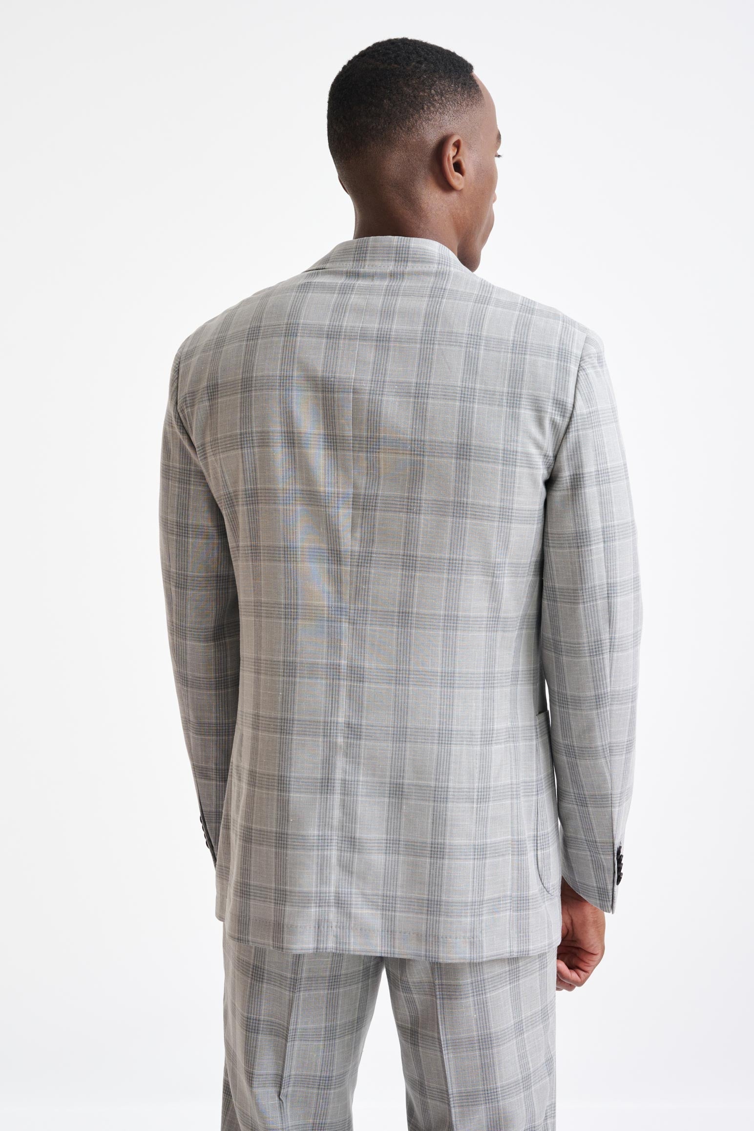 Grey & White Check Wool & Silk Kenton Suit Lifestyle — detail 6