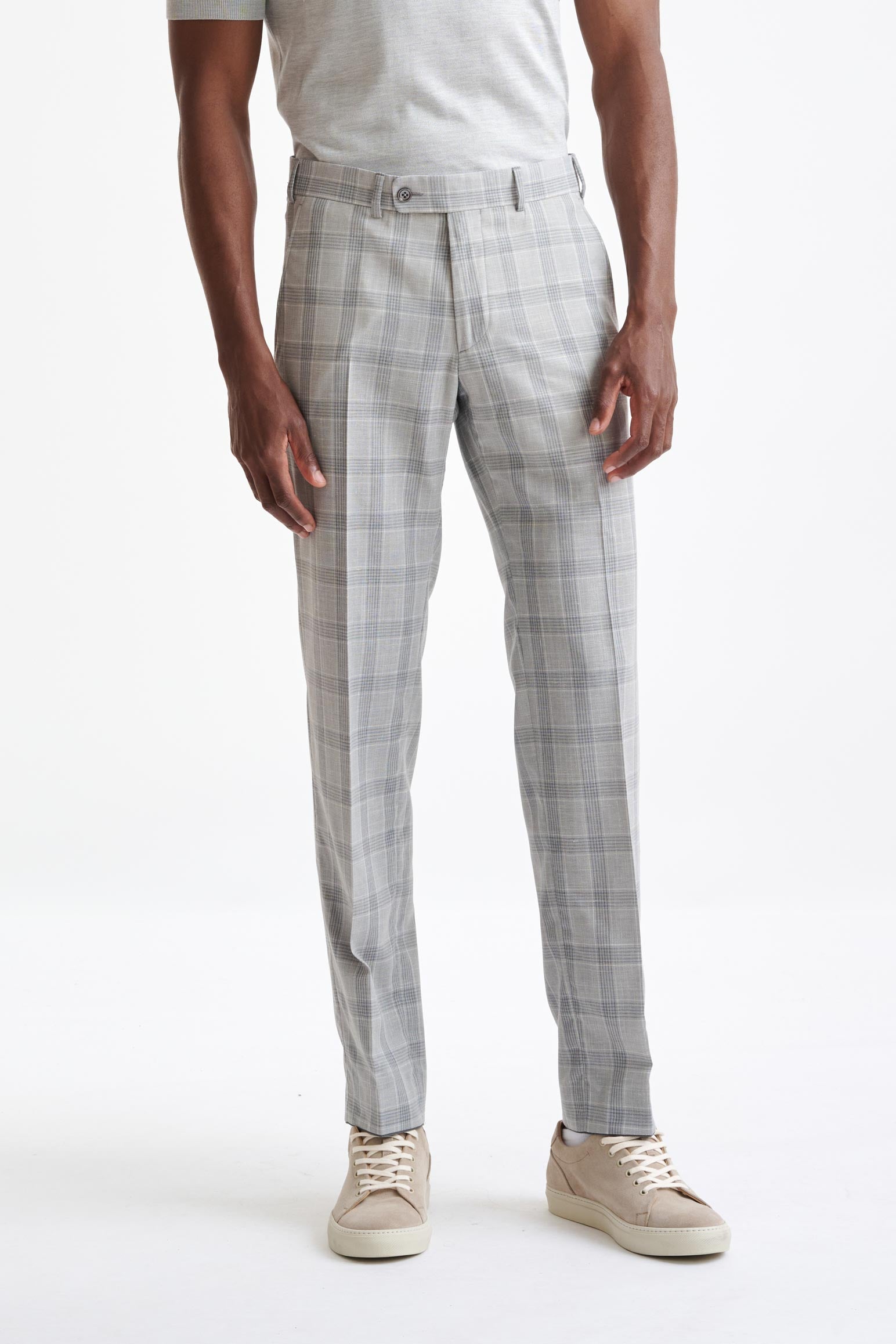 Grey & White Check Wool & Silk Kenton Suit Lifestyle — detail 7