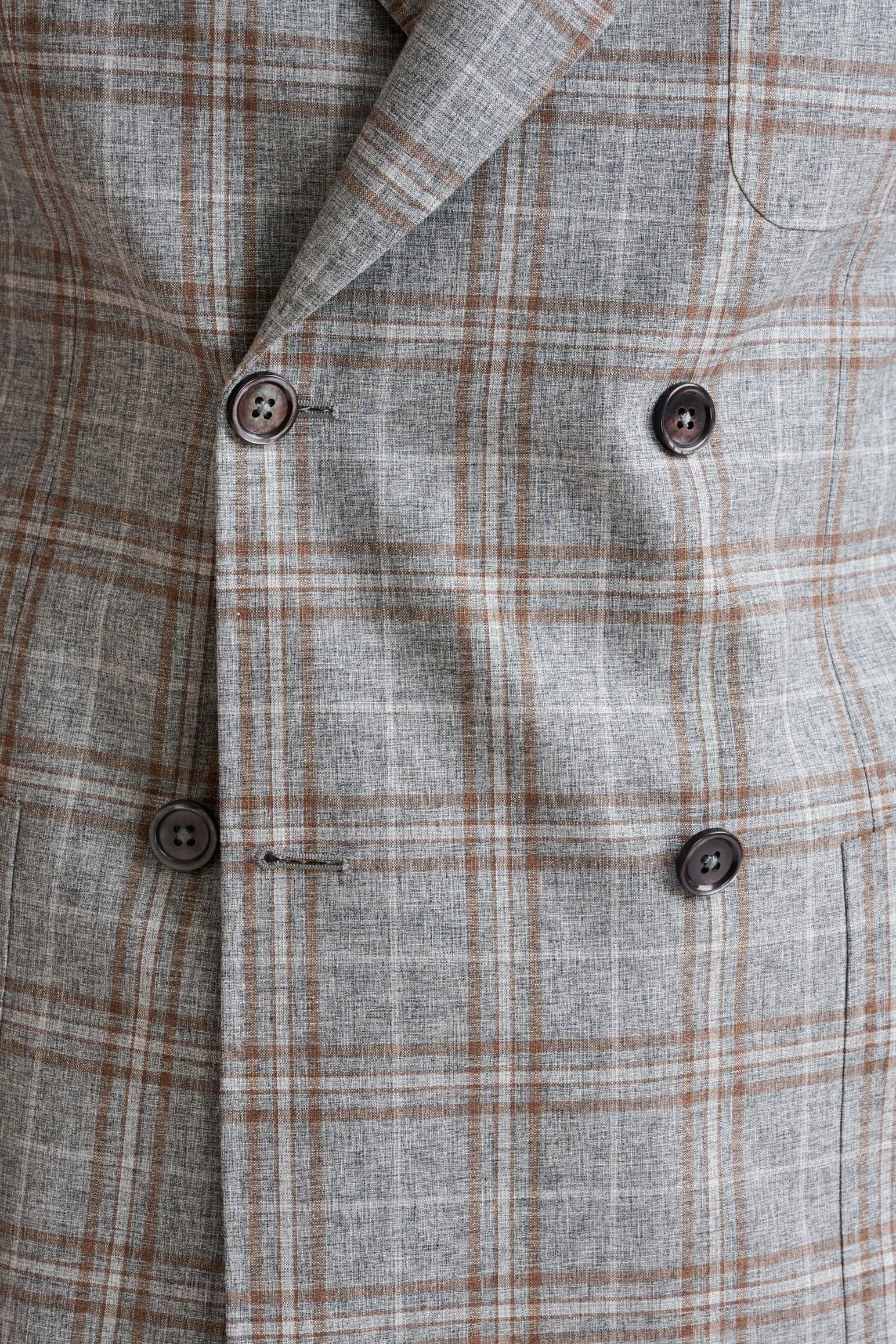 Grey Brown Check Wool & Cotton Silk Kenton Suit Lifestyle — detail 2