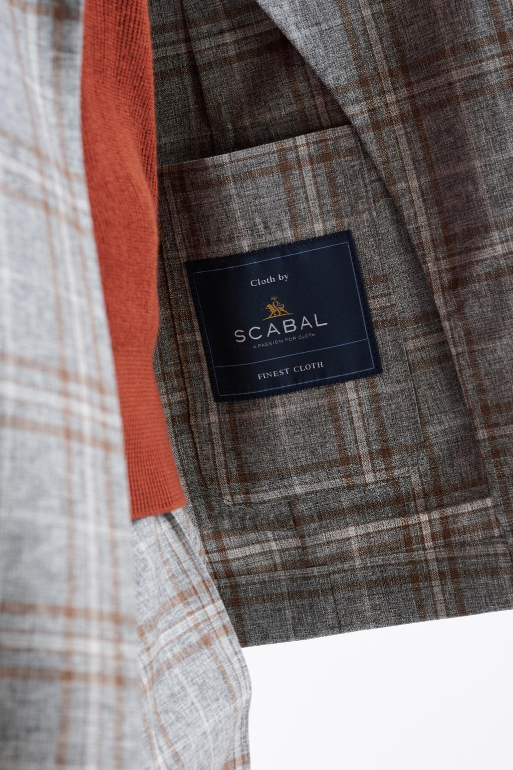Grey Brown Check Wool & Cotton Silk Kenton Suit Lifestyle — detail 3