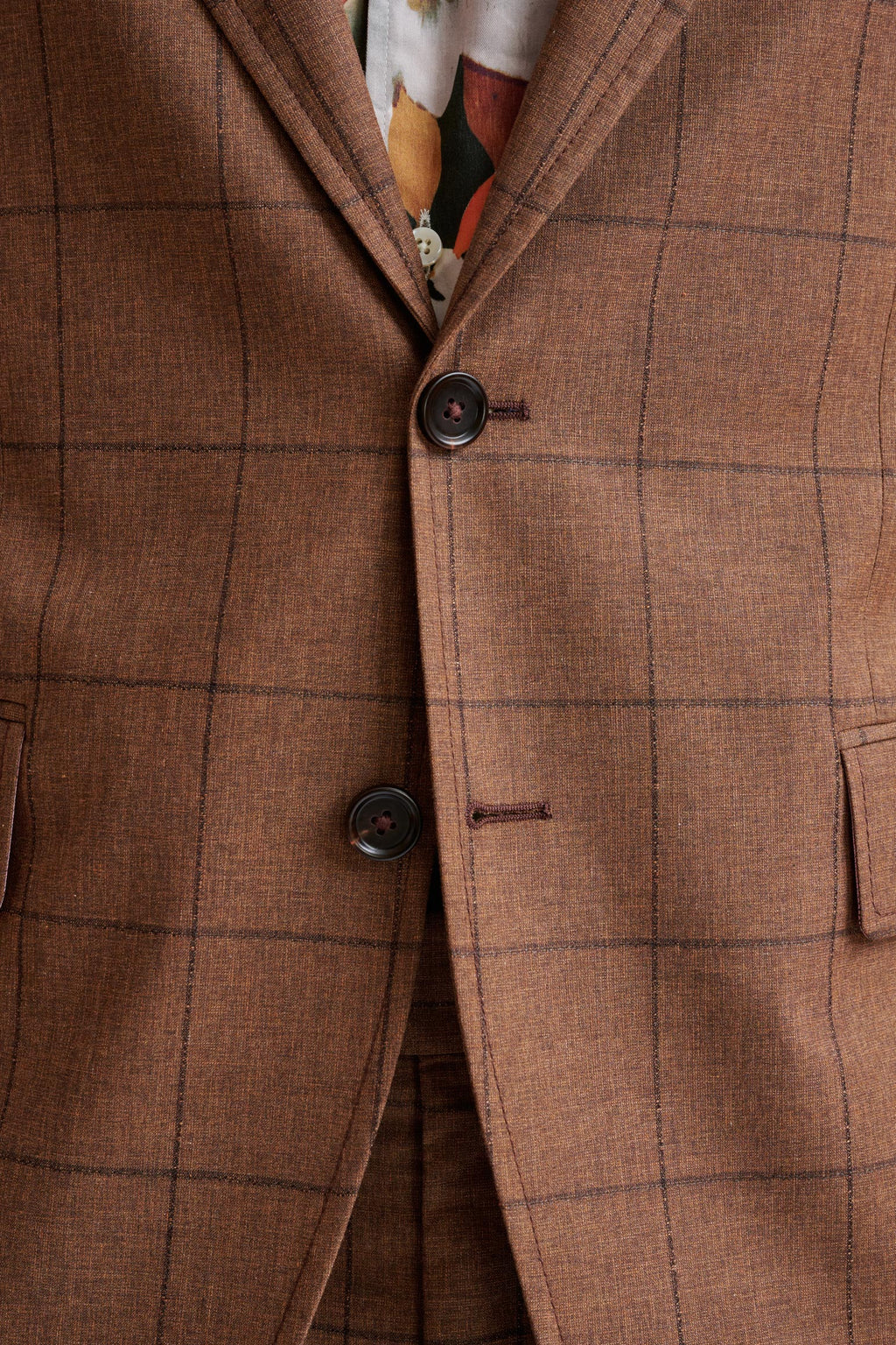 Brown Check Wool & Cotton Silk Kenton Suit Lifestyle — detail 2