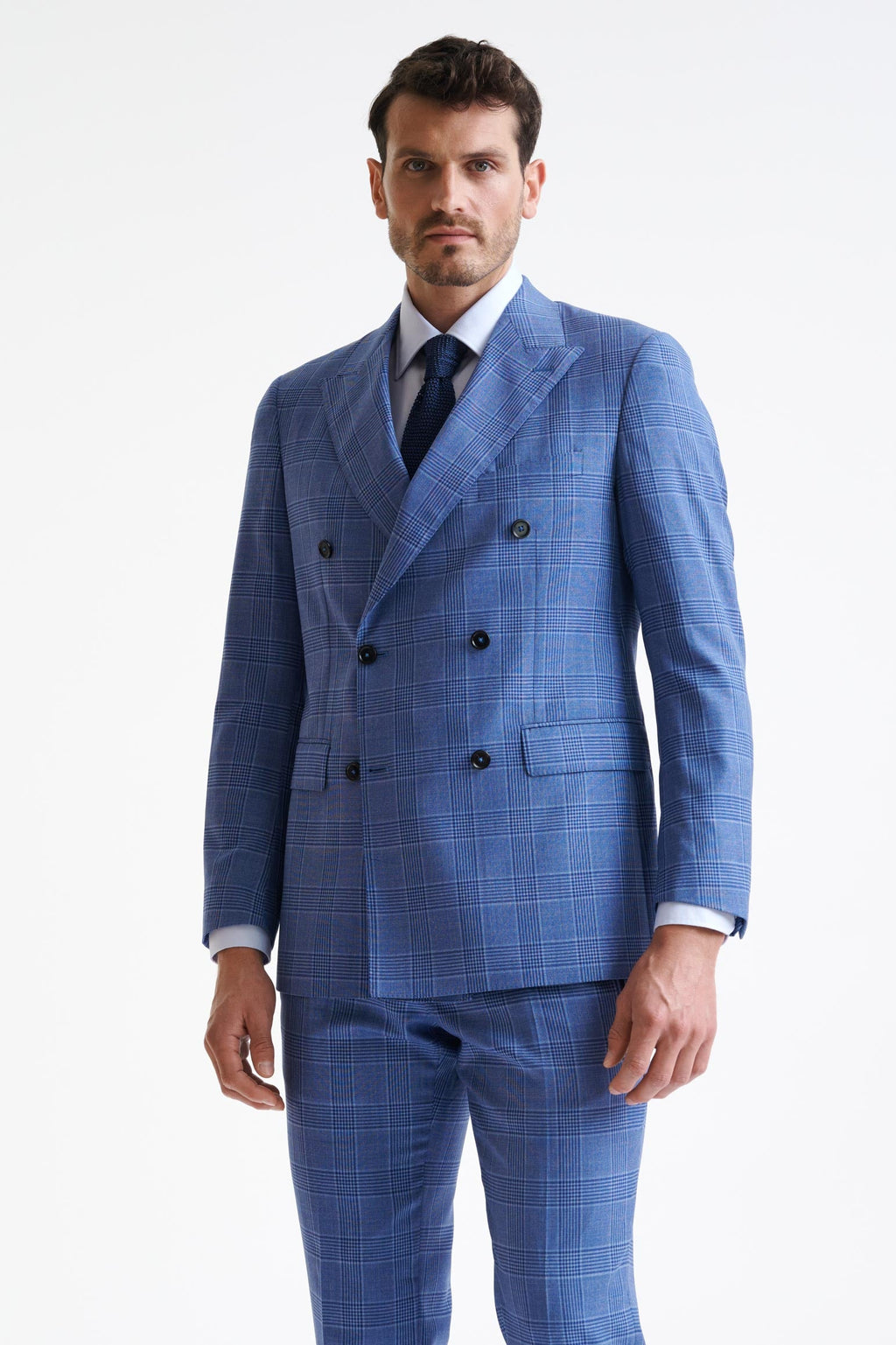 Blue Check Super 130's Wool Soho Suit Mosaic — detail 5