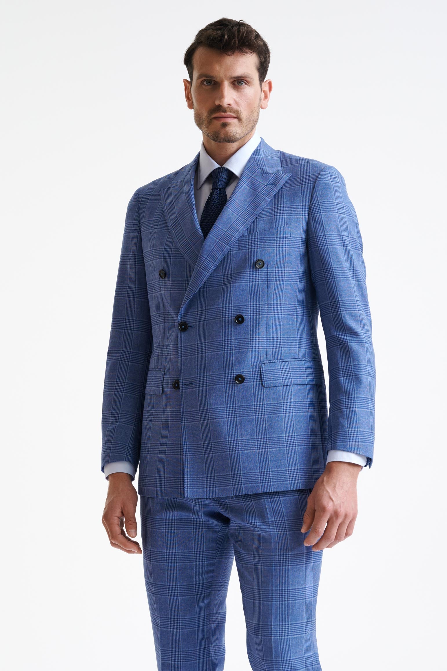 Blue Check Super 130's Wool Soho Suit Mosaic — detail 5