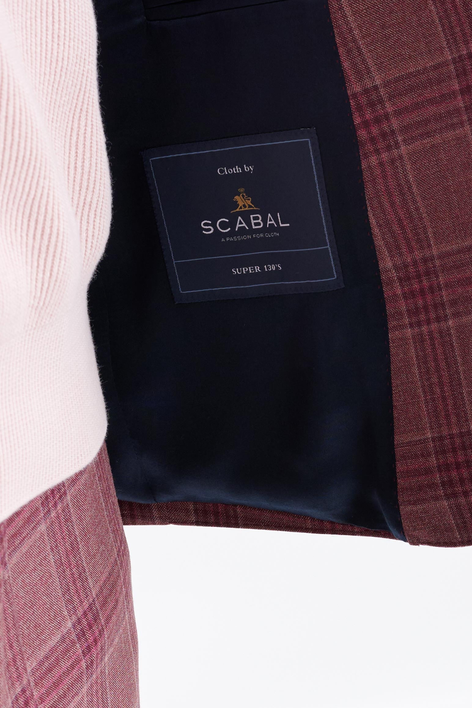 Pink Burgundy Check Super 130's Wool Soho Suit Mosaic — detail 2