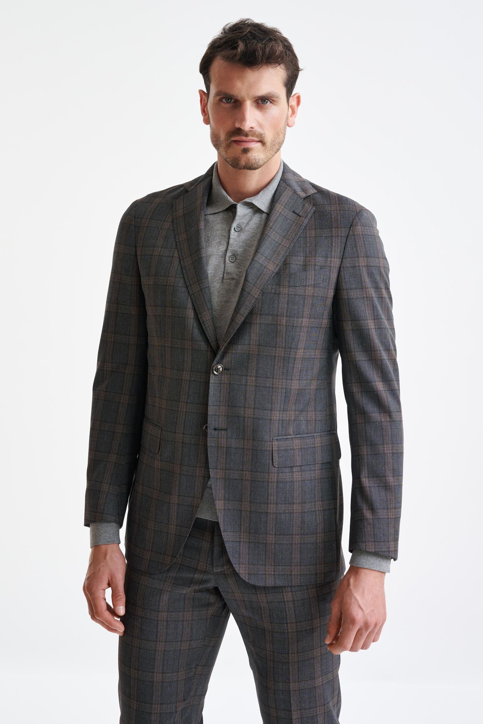 Grey Brown Check Wool Kenton Suit Lifestyle — detail 5