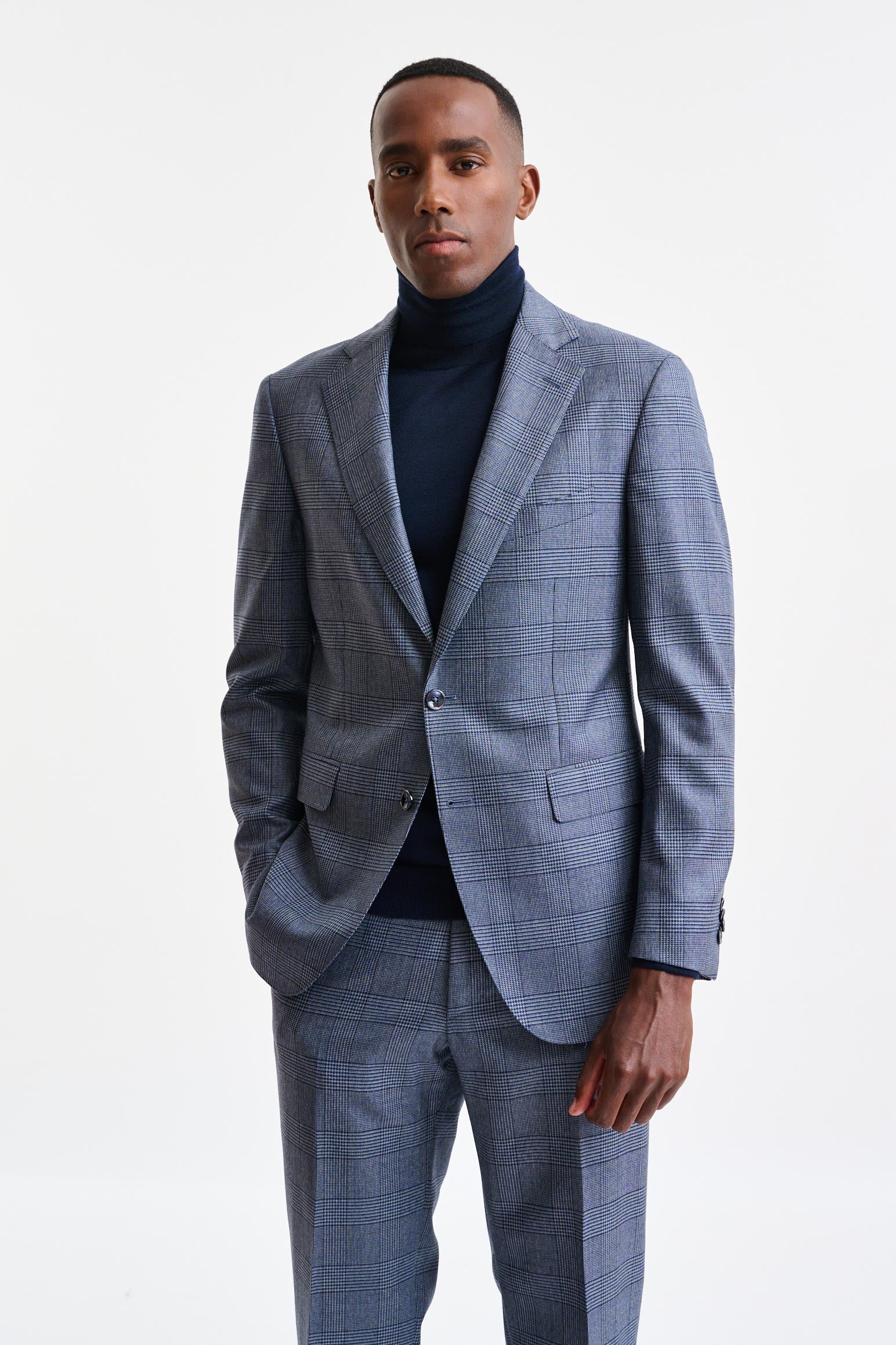Check Blue 100% Wool Soho Suit Freestyle — detail 4