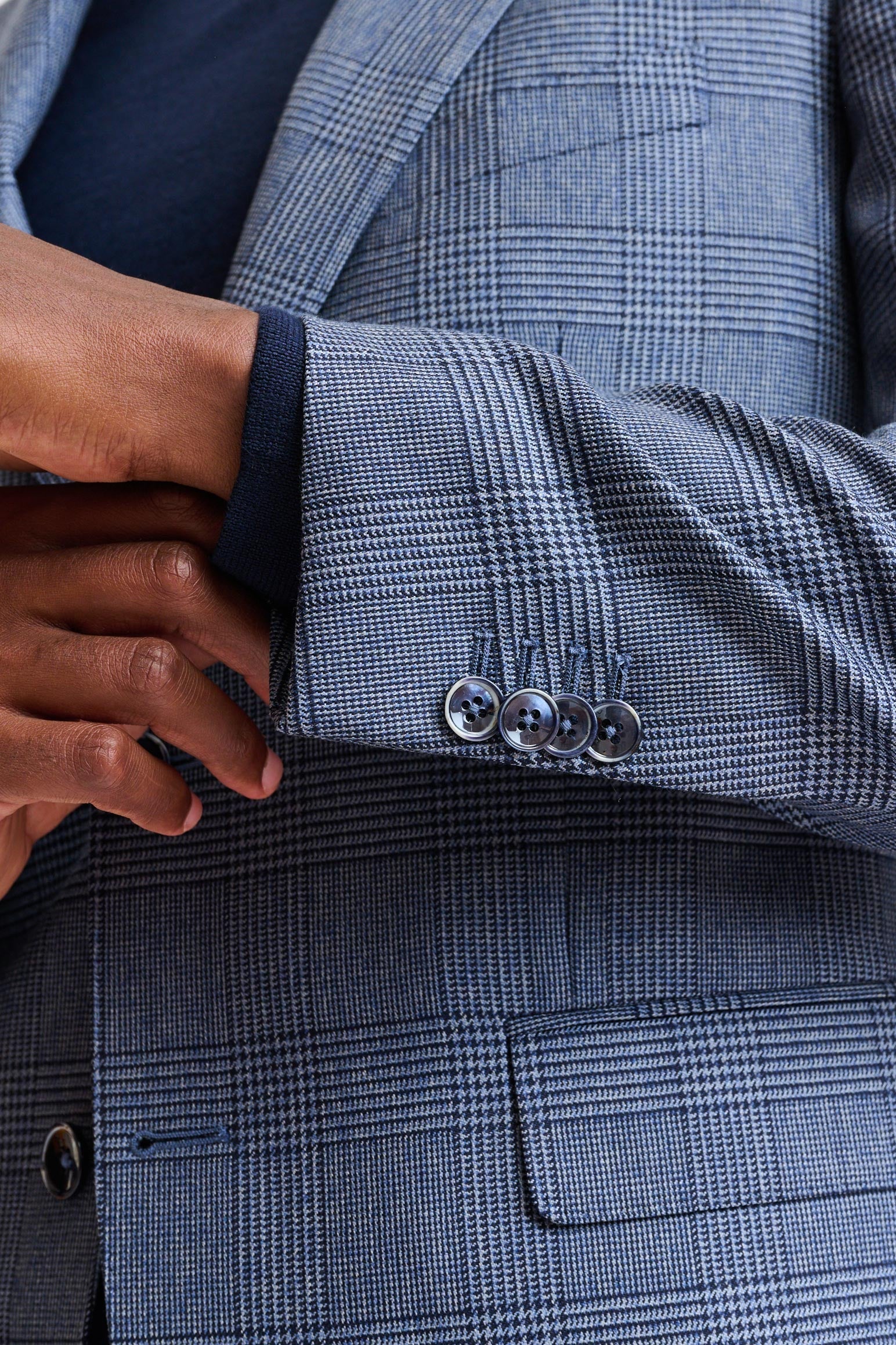 Check Blue 100% Wool Soho Suit Freestyle — detail 1