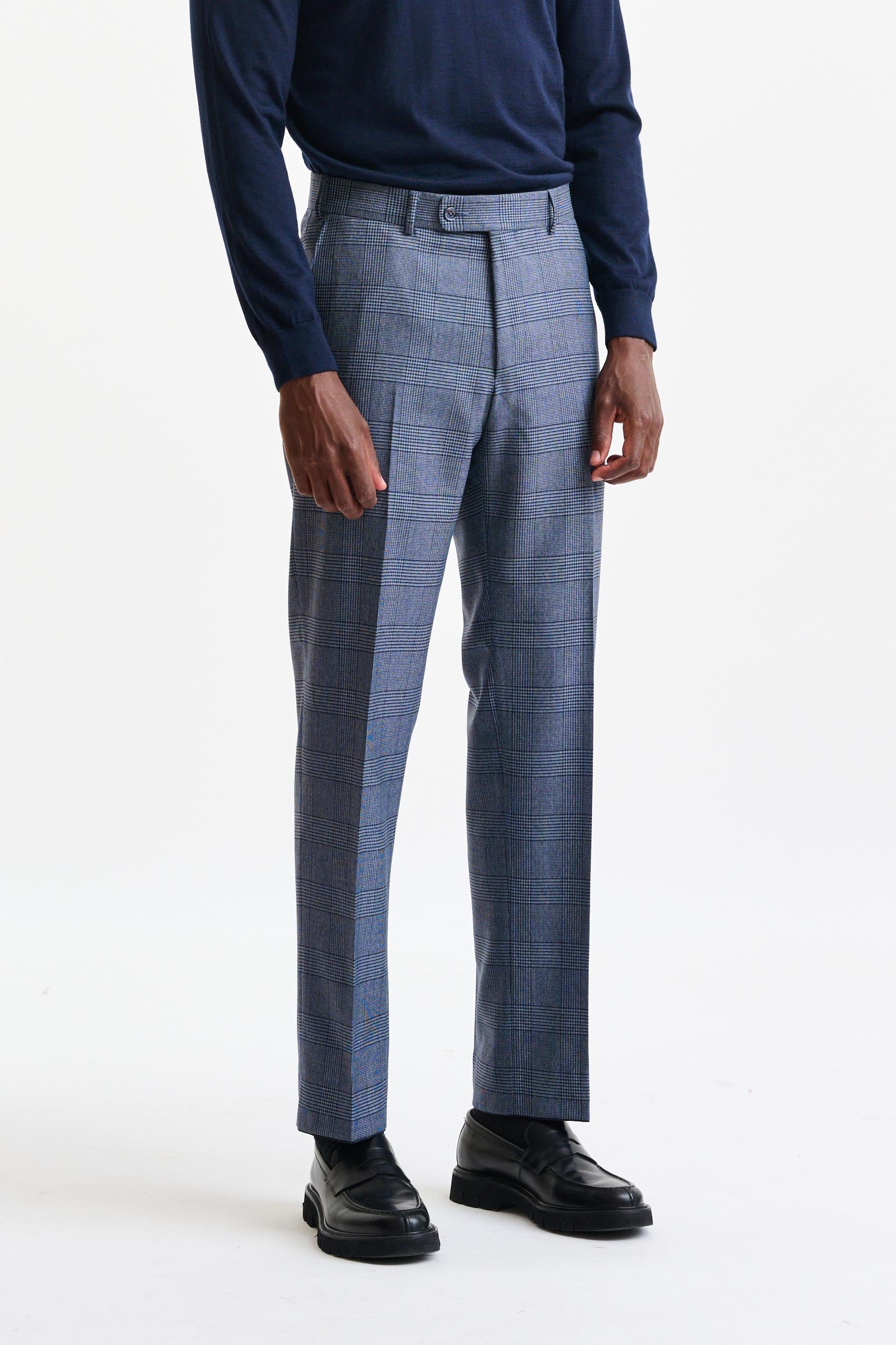 Check Blue 100% Wool Soho Suit Freestyle — detail 7