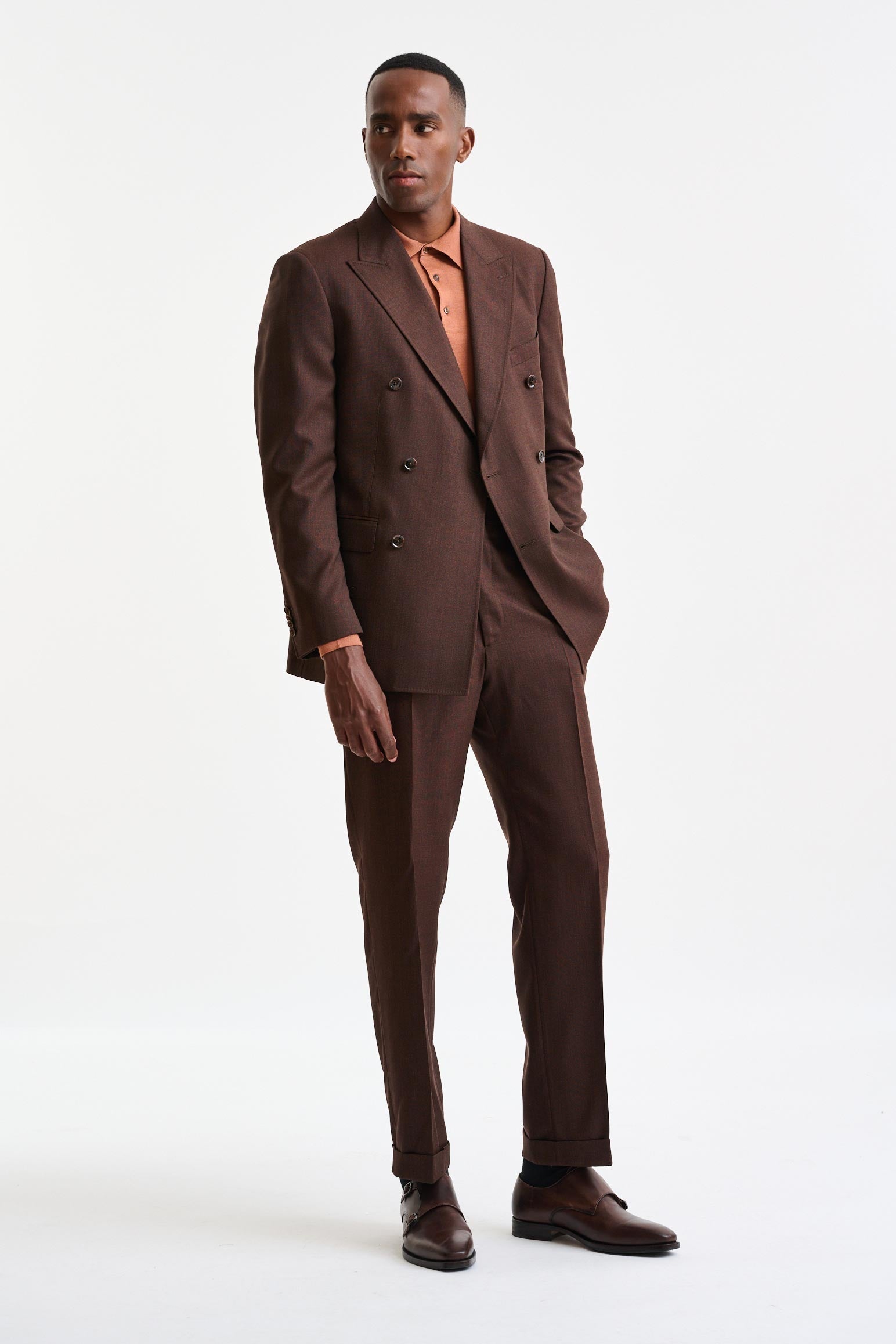 Medium Brown 100% Wool Super 130's Soho Suit Freestyle