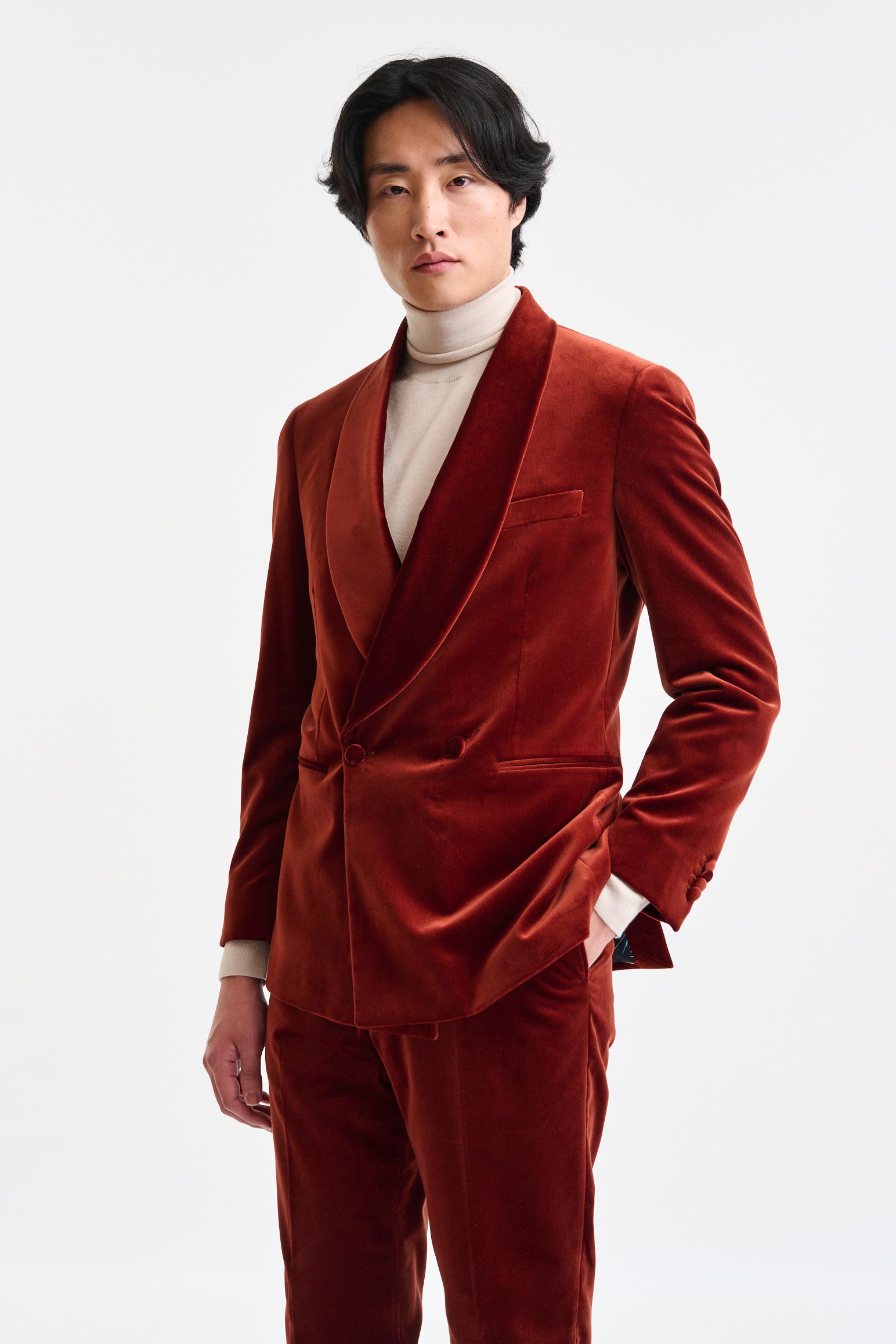 Rust Brown Soho Suit Fine Velvet