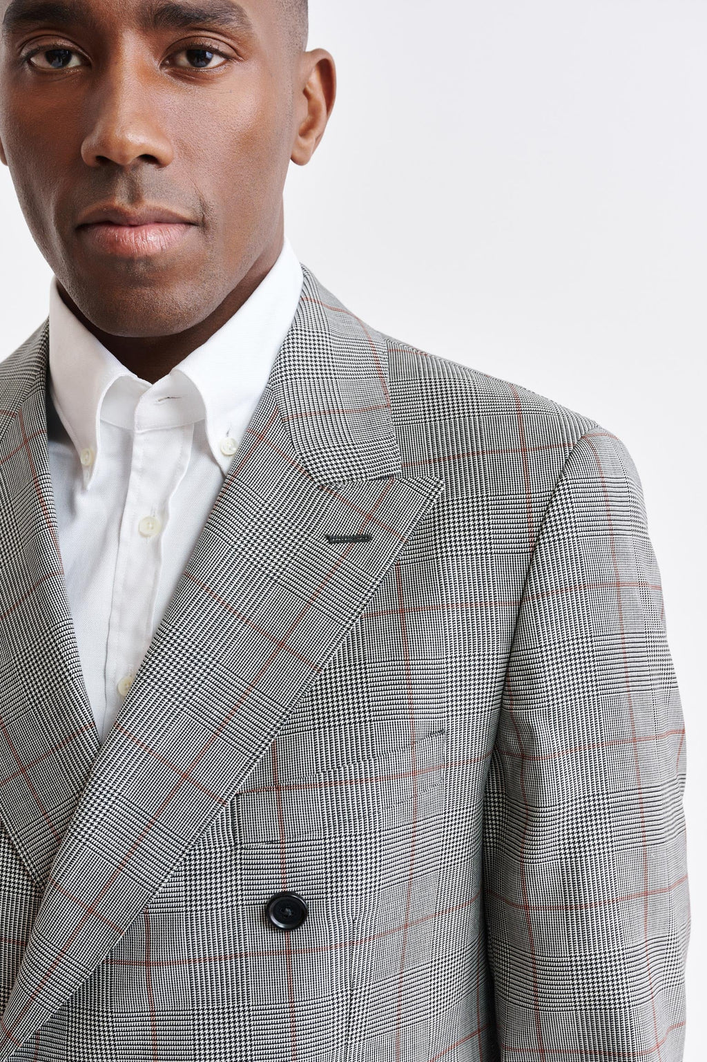 Grey Orange Check 100% Wool Super 100's Soho Jacket Riviera Trend — detail 4